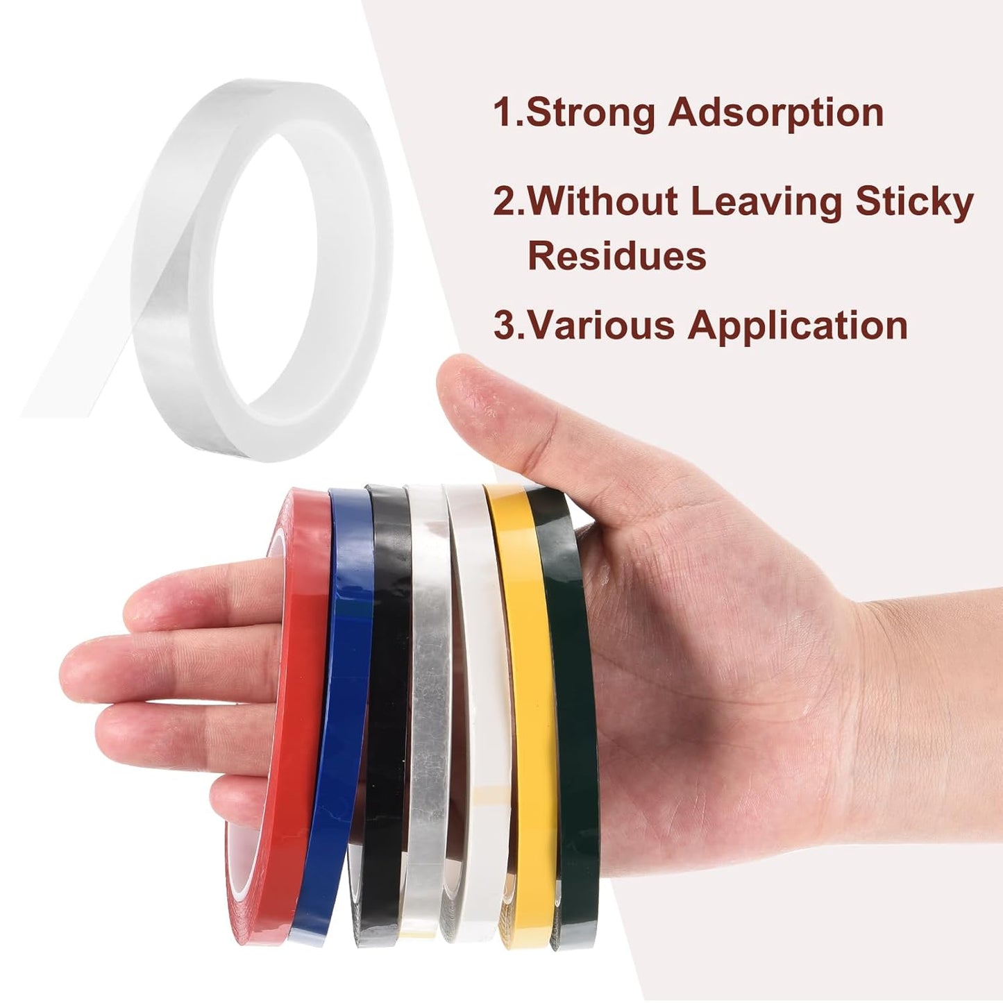 MECCANIXITY 6 Rolls Whiteboard Tape Graphic Chart Tape 18mm 54.7 Yard Art Tape Thin Self-Adhesive Pinstripe Tape Masking Tape for Gift Wrapping Craft Supplies, Clear