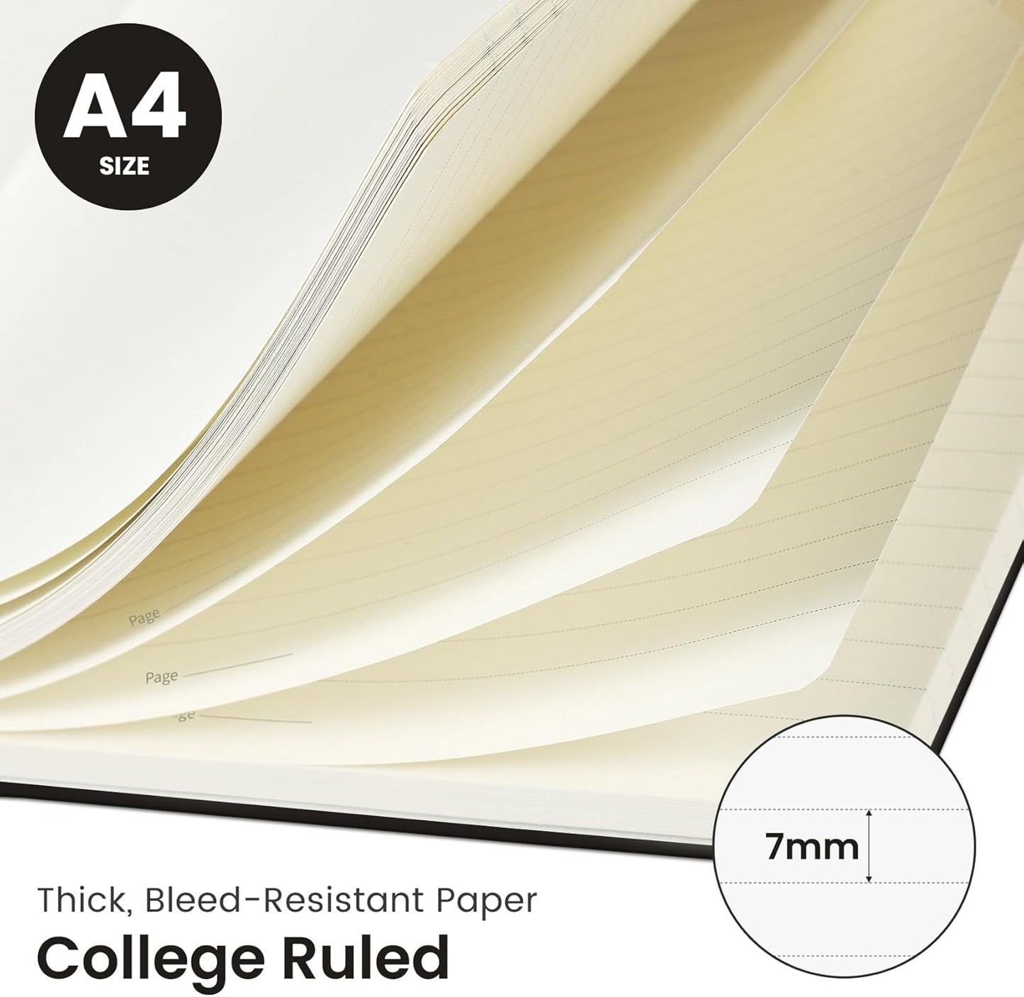 Taja Spiral Lined Notebook, 8.5"x11" Notebooks for Work, Large A4 Journal for Women & Men, College Ruled Journaling Notebook for Writing, Plastic Cover Spiral Journal, Midnight Bloom