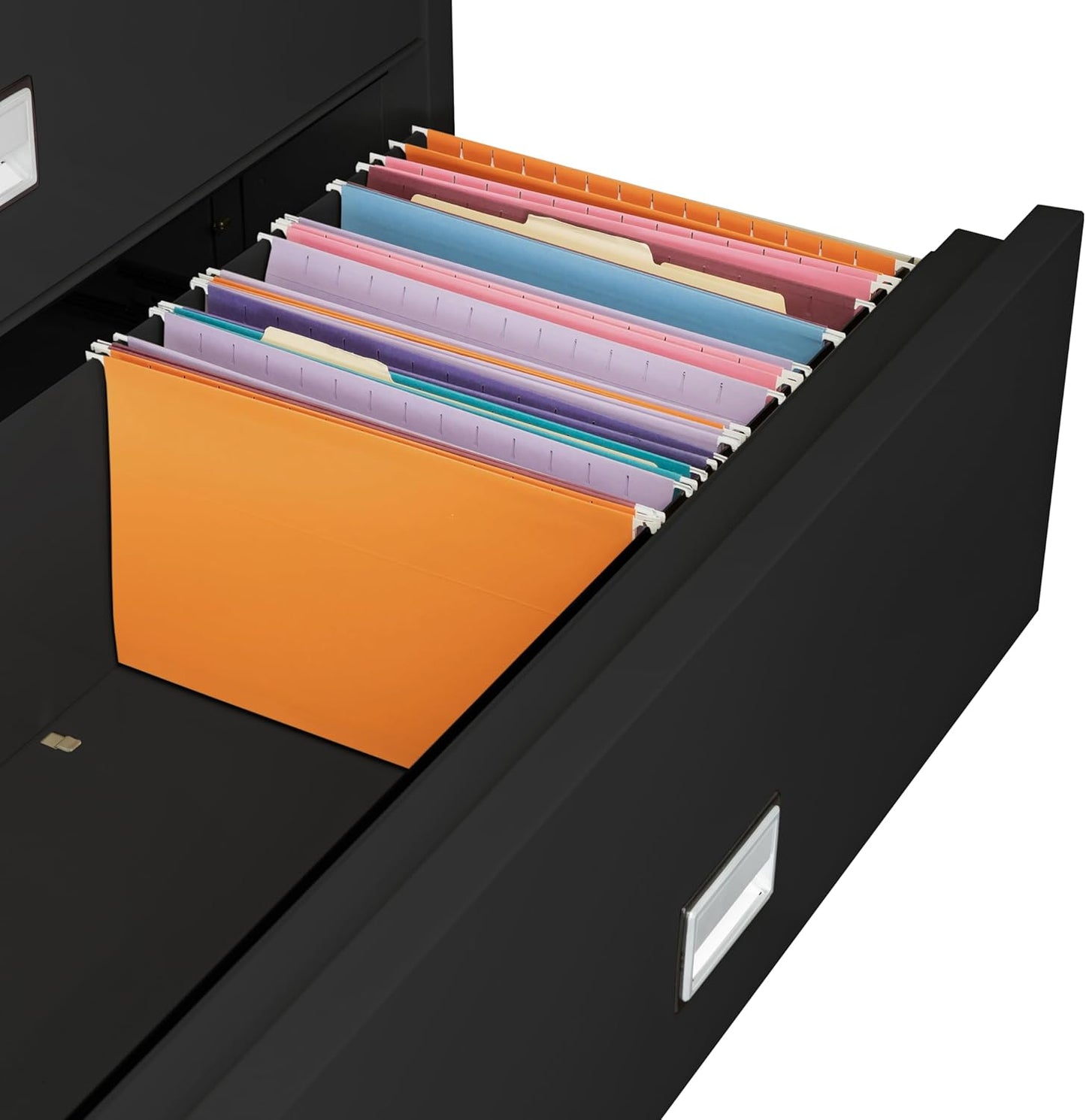 44 inch Wide 4-Drawer Lateral Fireproof File Cabinet – Legal and Letter Size Filing – Key Lock – Water Resistant – Fire Safe and Impact Rated – Black Finish – Model LAT4W44B