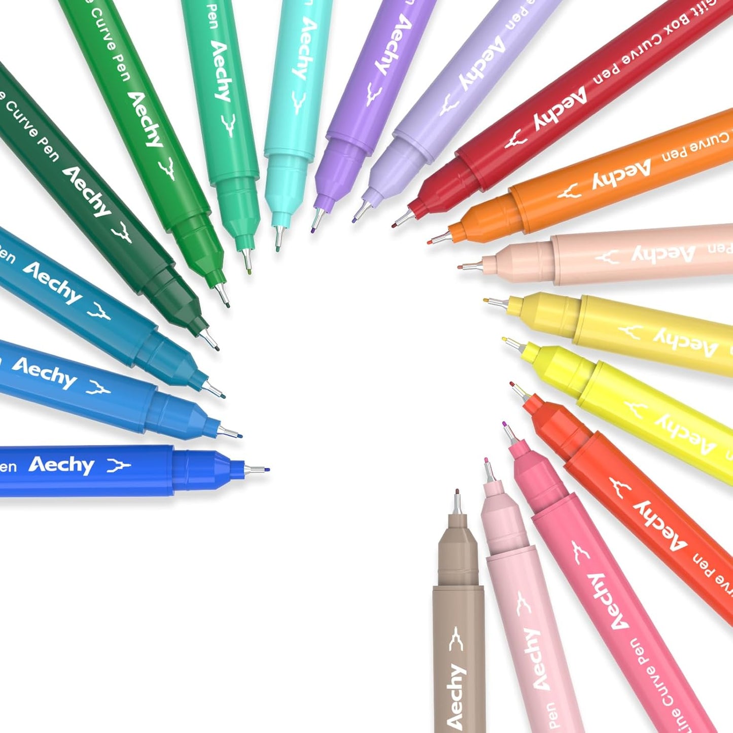 AECHY 18PCS Curve Highlighter Pen Set, Dual Tip Marker Pens with 18 Different Curve Shapes & 18 Colors Mark Lines, Aesthetic Curve Marker Highlighter for Journal Planner School Supplies