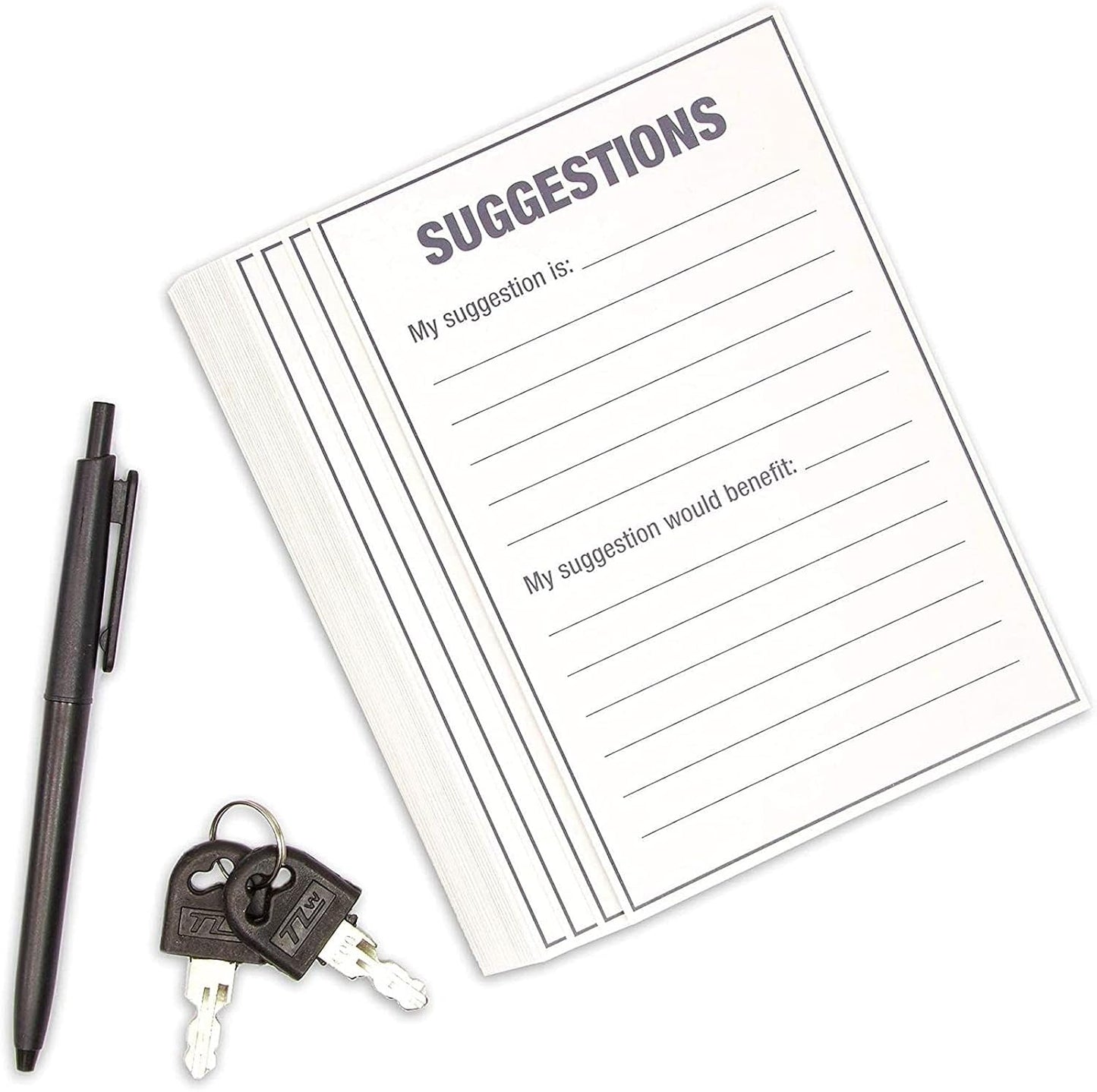Juvale Suggestion Box with Slot & Lock - 7.5 x 7.1 x 5.5 in, Brown Rustic, 50 Blank Cards, Pen & 2 Keys - Drop Box with Lock