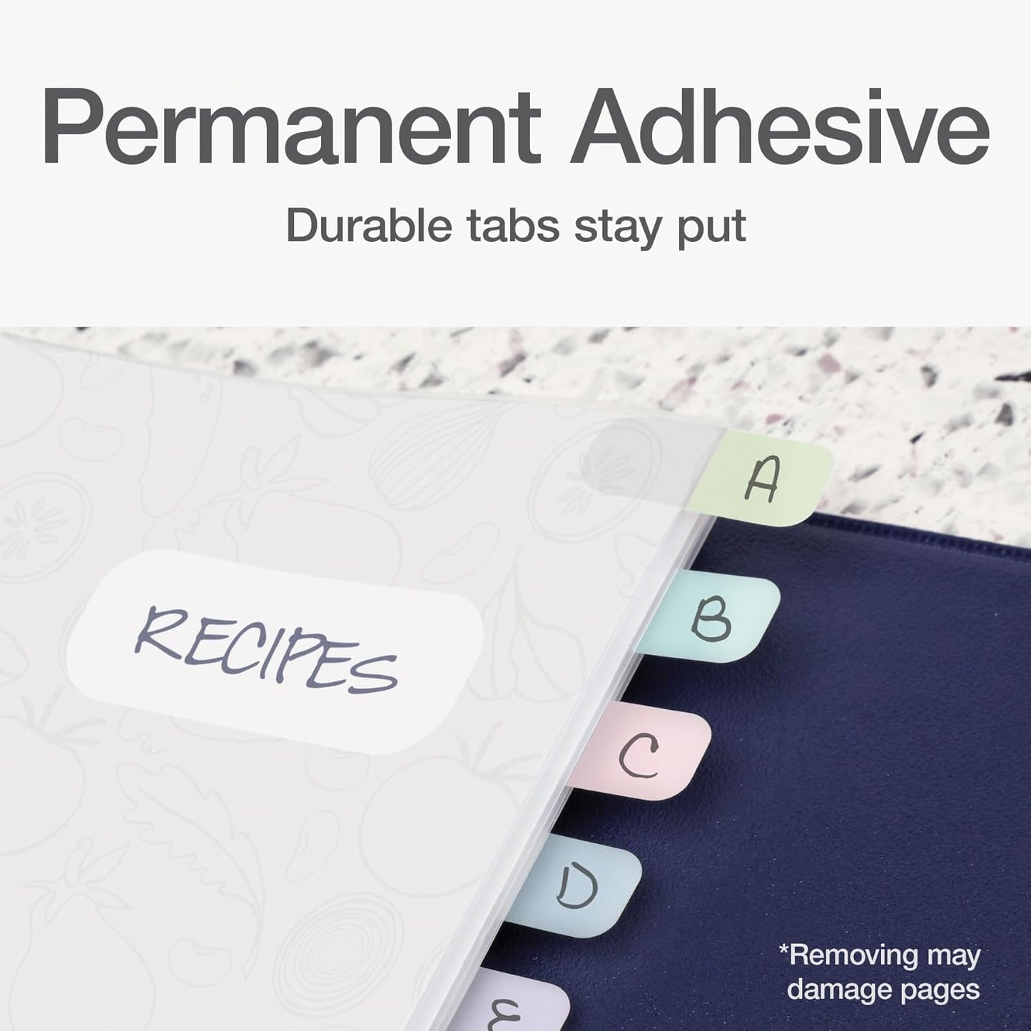 Redi-Tag Write-On Tabs, Permanent Adhesive Index Tabs, Assorted Pastel Colors: Pink, Purple, Blue, Teal, Green, 1" x 7/16", 130 Pack (1009306)