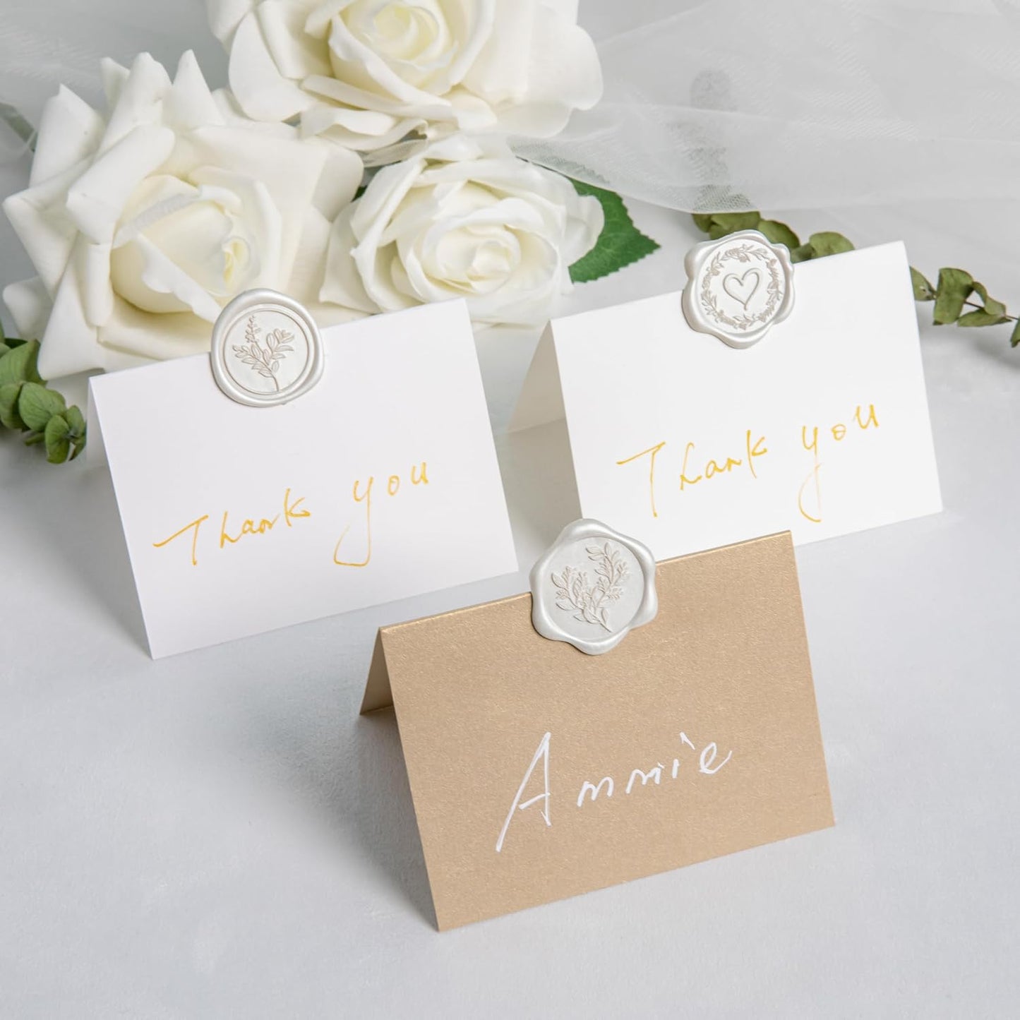 60 Pcs Ivory Wax Seal Stickers Self-Adhesive Envelope Seals Stamp Stickers, Perfect for Wedding Invitations Seating Chart Christmas Gift Wrapping 3 Designs in 1 Pack