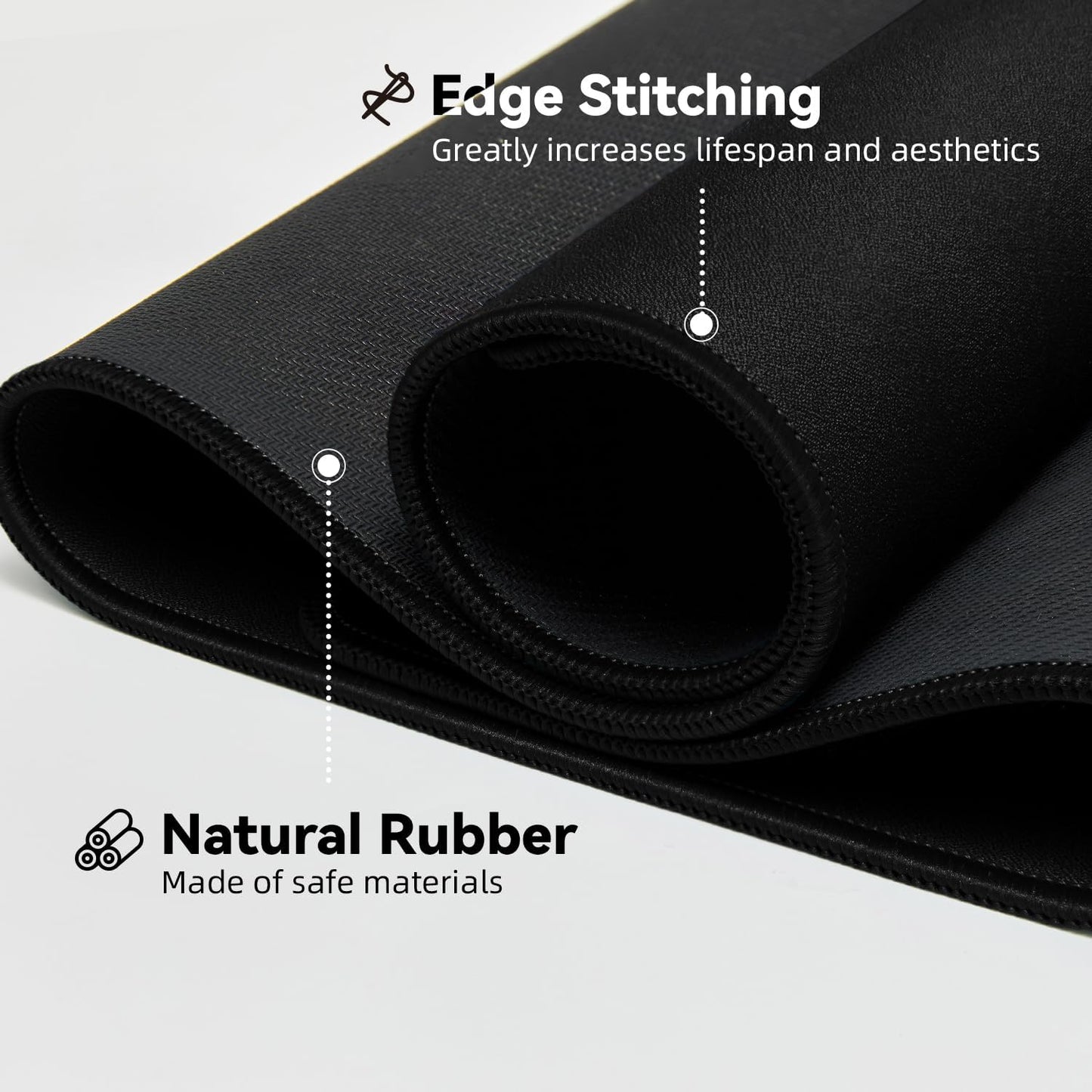Large Gaming Mouse Pad with Durable Stitched Edges, Non-Slip Rubber Base, Big Computer Keyboard Mouse Mat Desk Pad for Home Office Gaming Work, 11.81"x27.56"x0.12", Black