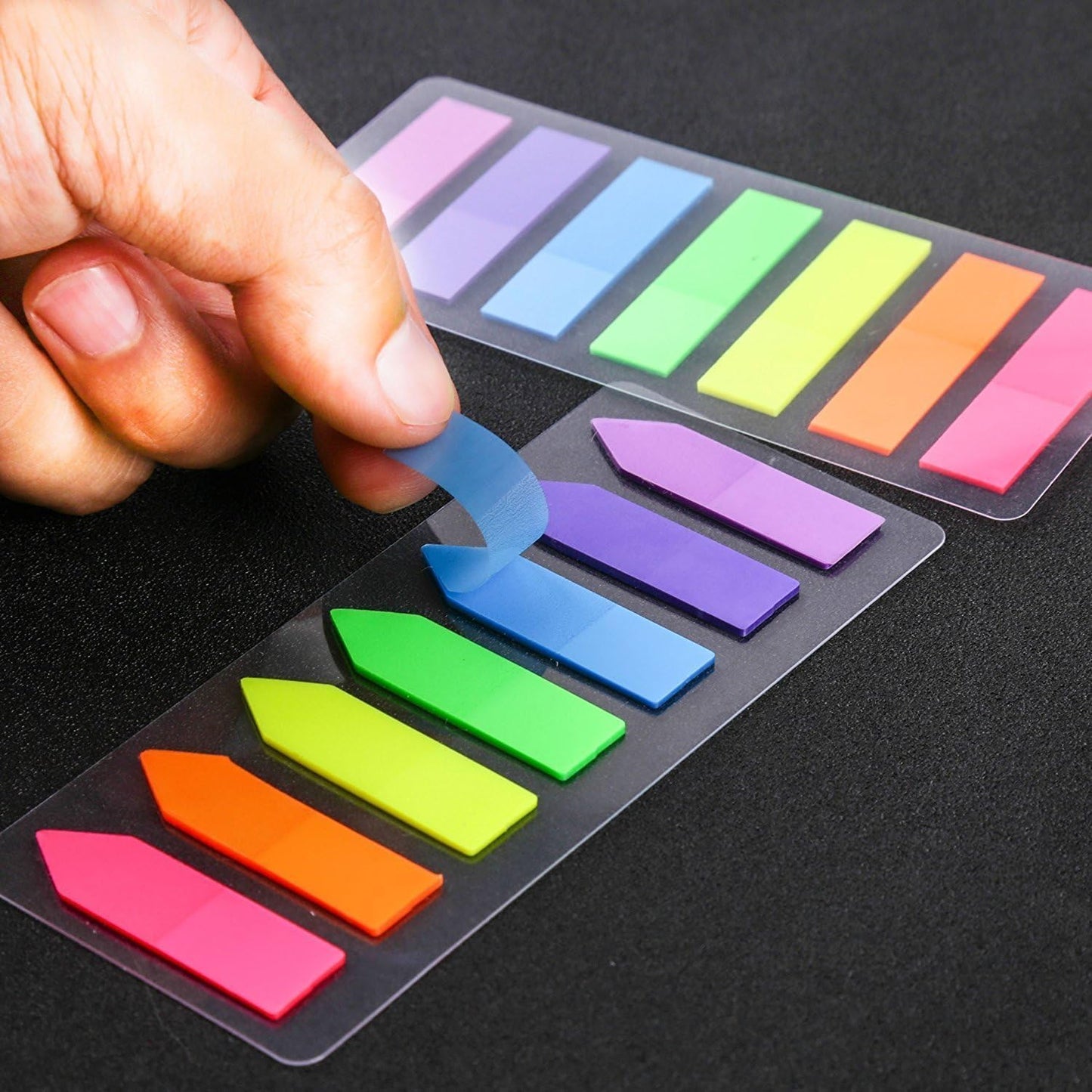8 Sets Sticky Tabs, Neon Book Tabs, Colored Flag Page Tabs Self Adhesive for Annotating Books, Page Markers, Fluorescent File Index Tabs for Notebooks, Removes Cleanly, 1280pcs