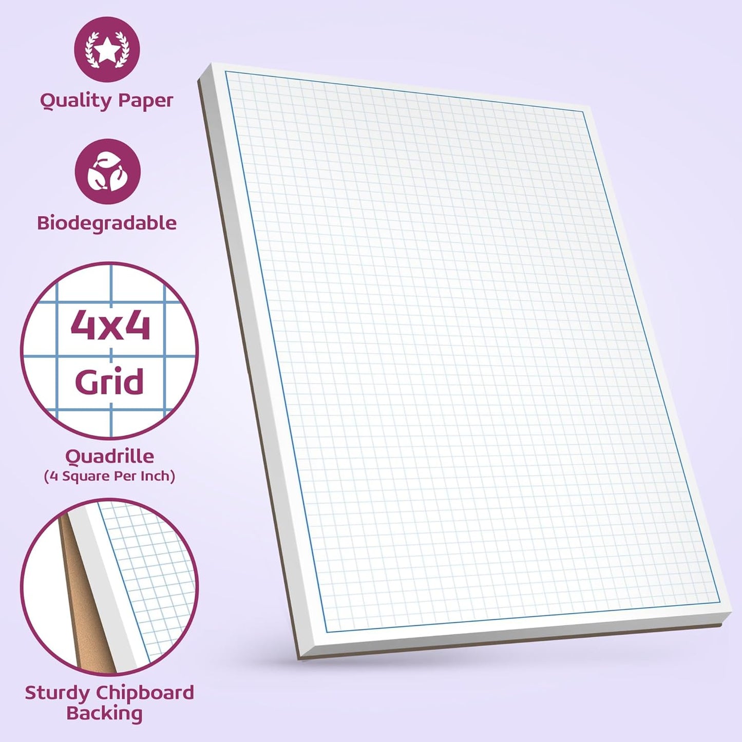 Graph Paper Pad for Blueprint Drawings, Drafting, Engineering Drawing, and Planning - Graph Paper 8.5x11 Blueprint Quadrille Grid Paper Pads with Blue Lines, High Brightness 50 Sheets (1-Pack)