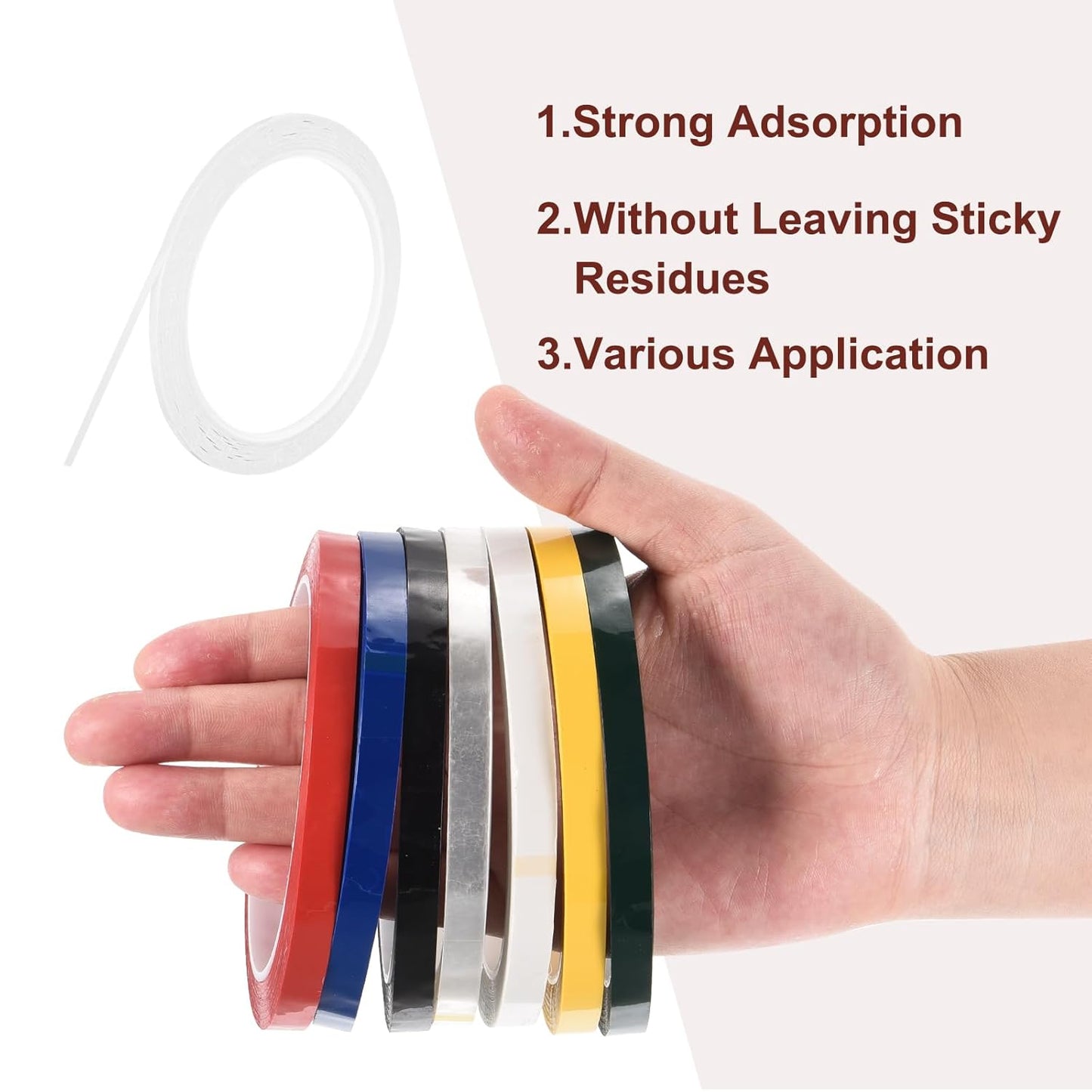 MECCANIXITY 10 Rolls Whiteboard Tape Graphic Chart Tape 3mm 54.7 Yard Art Tape Thin Self-Adhesive Pinstripe Tape Masking Tape for Gift Wrapping Craft Supplies, White