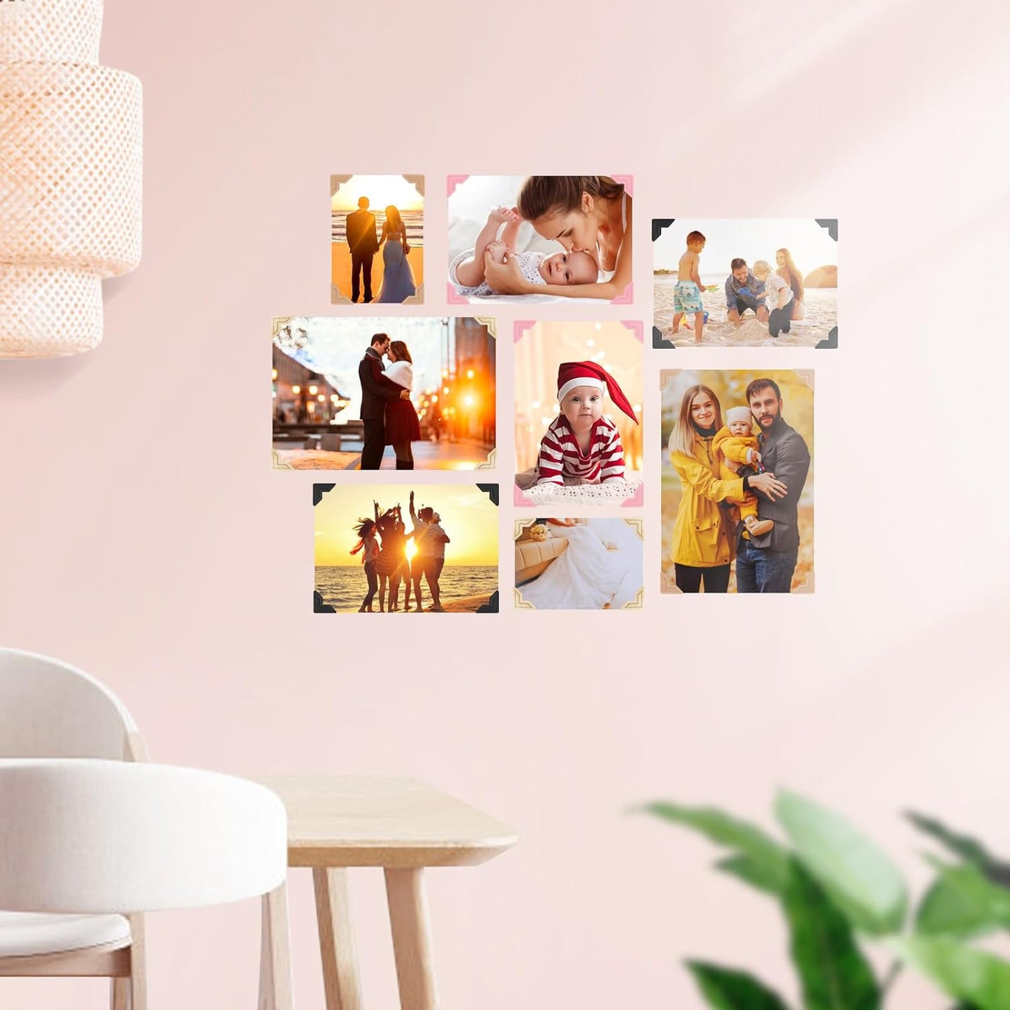 GOONAVI 15 Sheets 360 PCS Golden Black Acid-Free Photo Corners Notebook, Self-Adhesive Corners for DIY Album Journal, Corner Stickers for Trip Memory Book