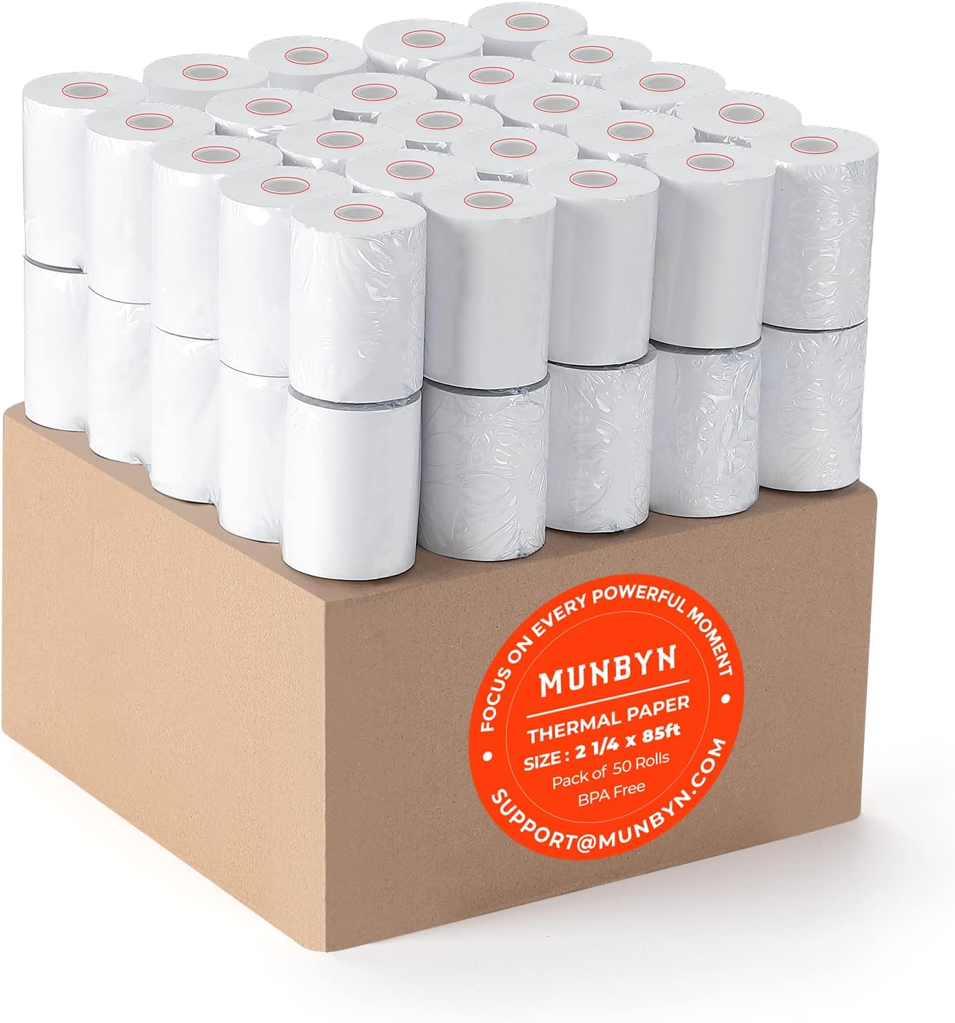 MUNBYN 2 1/4" X 85 ft Thermal Receipt Paper (50 Rolls) Cash Register Paper Rolls Fits for Most Credit Card Terminals, Verifone VX510 VX570 FD50 T4220, BPA Free