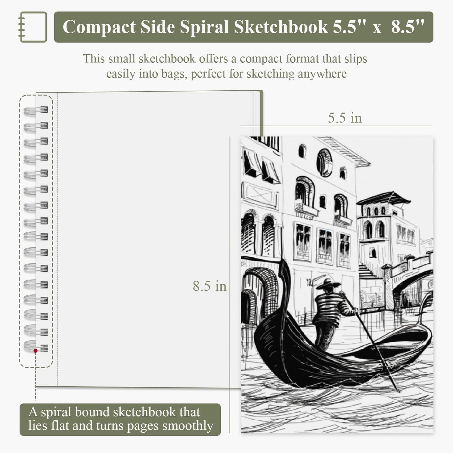 Sketch Book for Kids, Small Sketchbook, Sketch Book 5.5 X 8.5, Pack of 1 (68lb/100gsm), 100 Sheets Artist Sketch Pad, Acid Free Drawing Paper, Art Paper for Drawing and Painting & Adults.