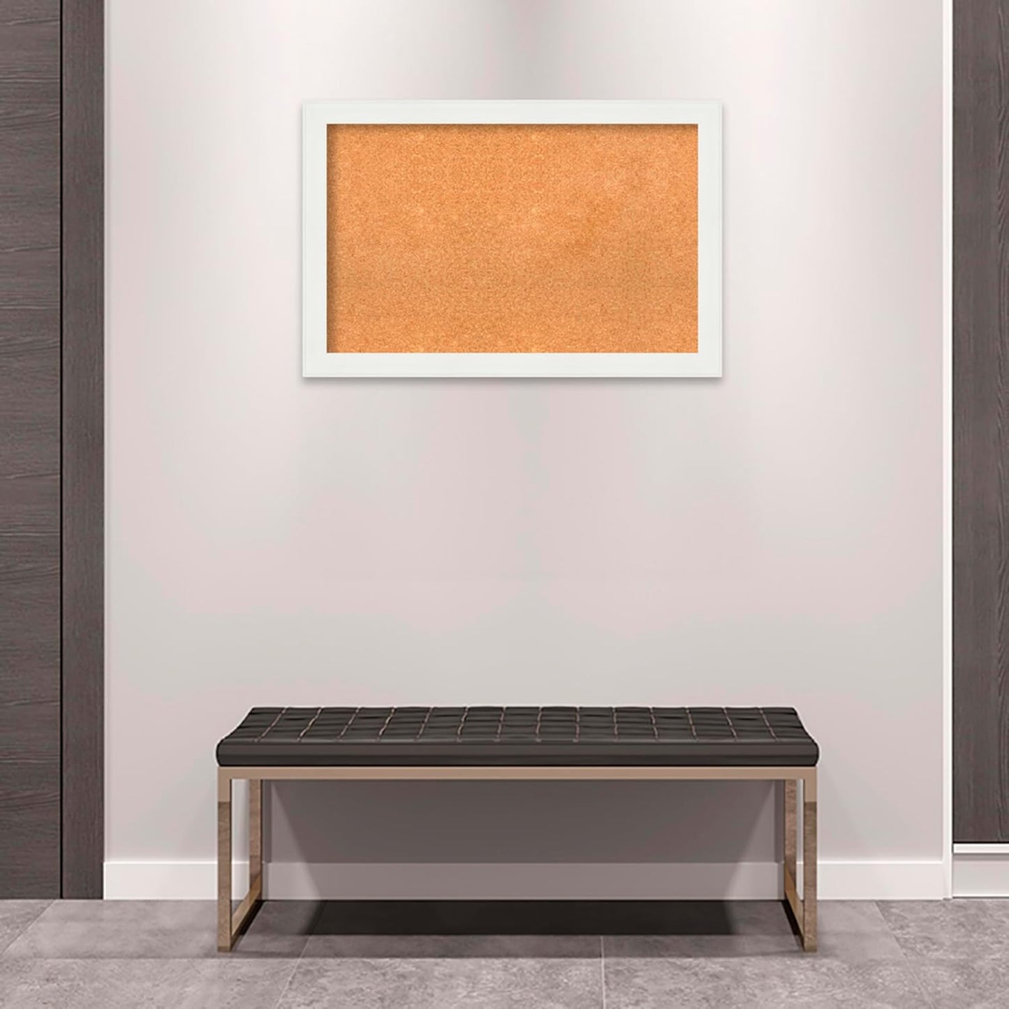 Amanti Art Natural Cork Board for Wall, 23x35 Vision Board with White Frame, Large Corkboard Office Decor for Home Organization, Casual Corkboard Pinboard to Display Items for Home Organization in