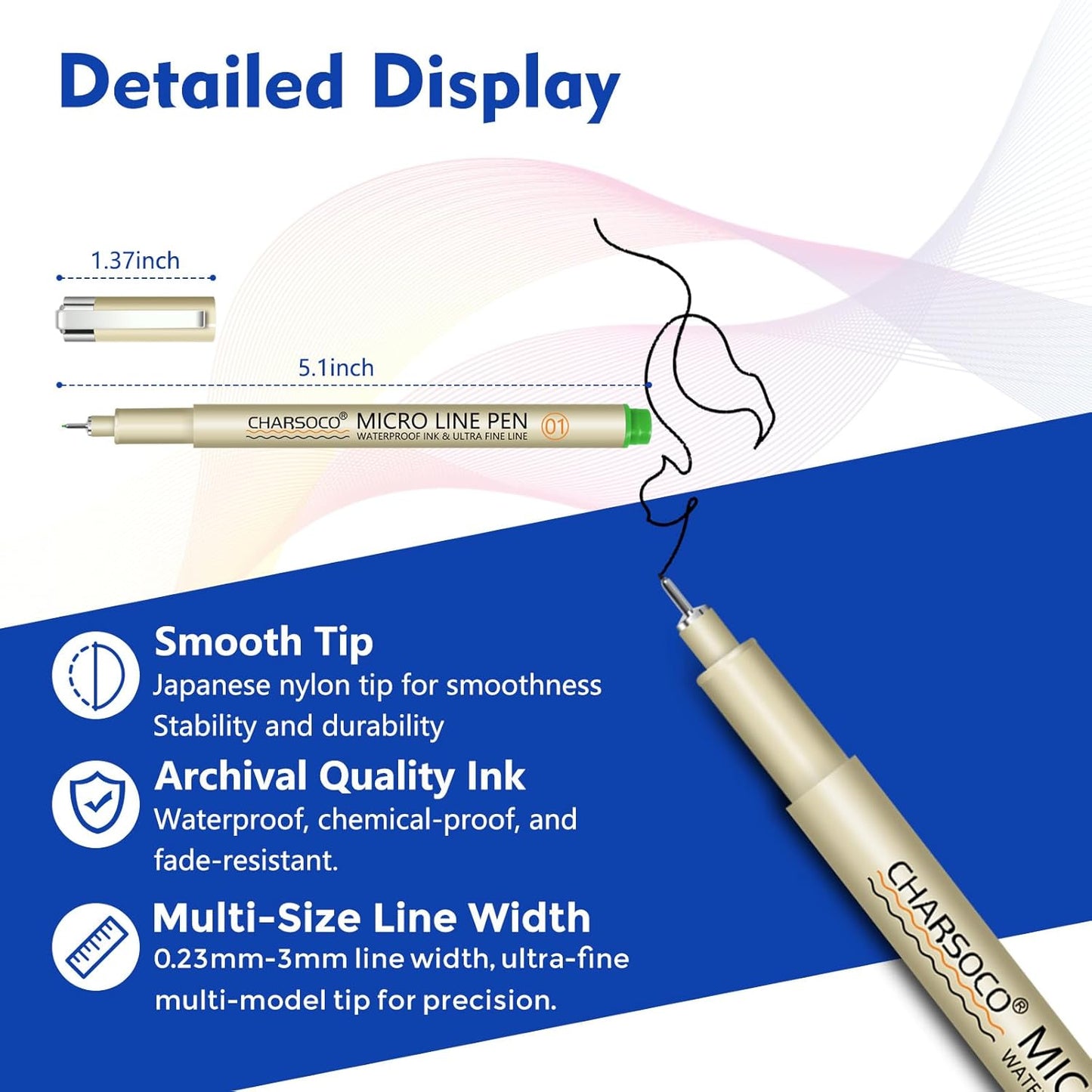 24 Pack Micro Pens, 12 Colors & 12 Black in 0.23mm - 5mm, Waterproof Archival Ink, Fine Point Pen for Artist Illustration, Sketching, Anime, Manga and Technical Drawing