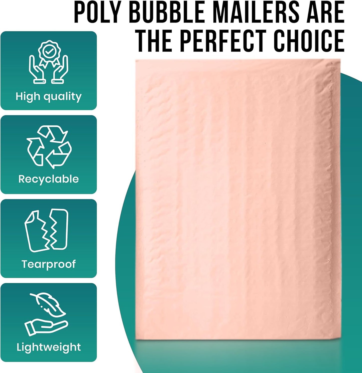 Levex - #2 8.5" x 12" [5 Pack] Light Pink Poly Bubble Mailers, Padded Envelope Mailers, Packing Envelope & Mailing Bags for Shipping