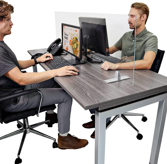 OBEX Acrylic Free Standing Screen, Divider for Desk Privacy Home & Office Partitions for Table Top Workstation, Portable Cubicle Panel for Work, 24" x 48", Clear
