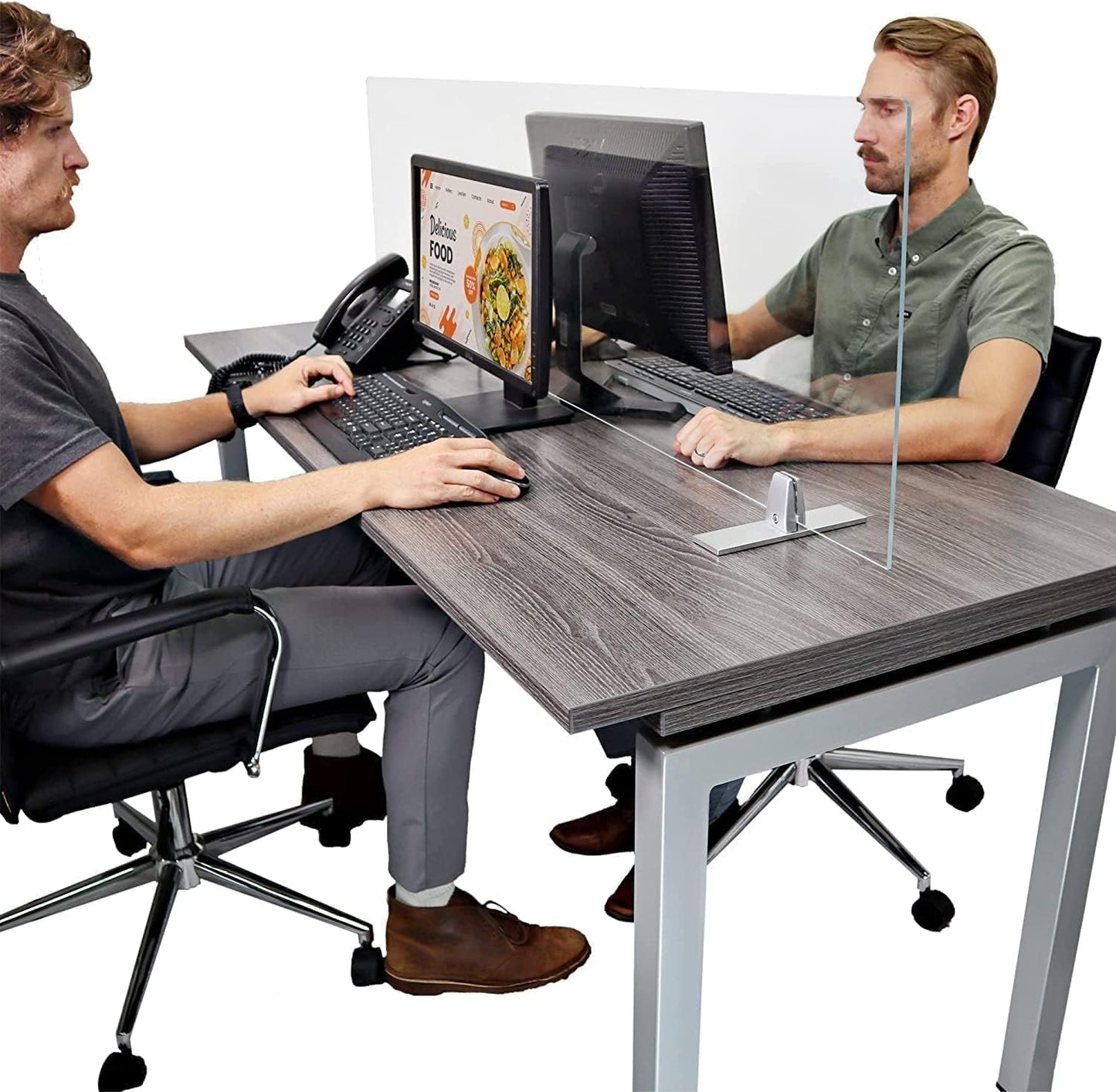 OBEX Acrylic Free Standing Screen, Divider for Desk Privacy Home & Office Partitions for Table Top Workstation, Portable Cubicle Panel for Work, 24" x 66", Clear