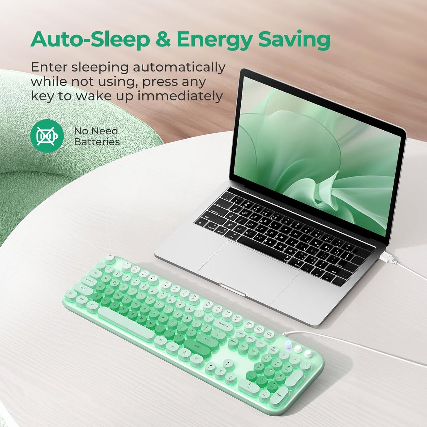 Wired Backlit Keyboard, Full Size USB Keyboard with Colorful Retro Keycaps, Numeric Keypad and Media Hotkey for Computer Desktop PC Laptop and Windows 7 8 10 11