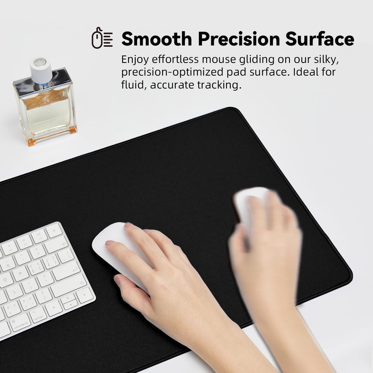 Waterproof Large Gaming Mouse Pad with Durable Stitched Edges, Non-Slip Rubber Base, Grainy Jacquard Mouse Mat Desk Pad for Home Office Gaming, 15.74"x35.43"x0.12", Black