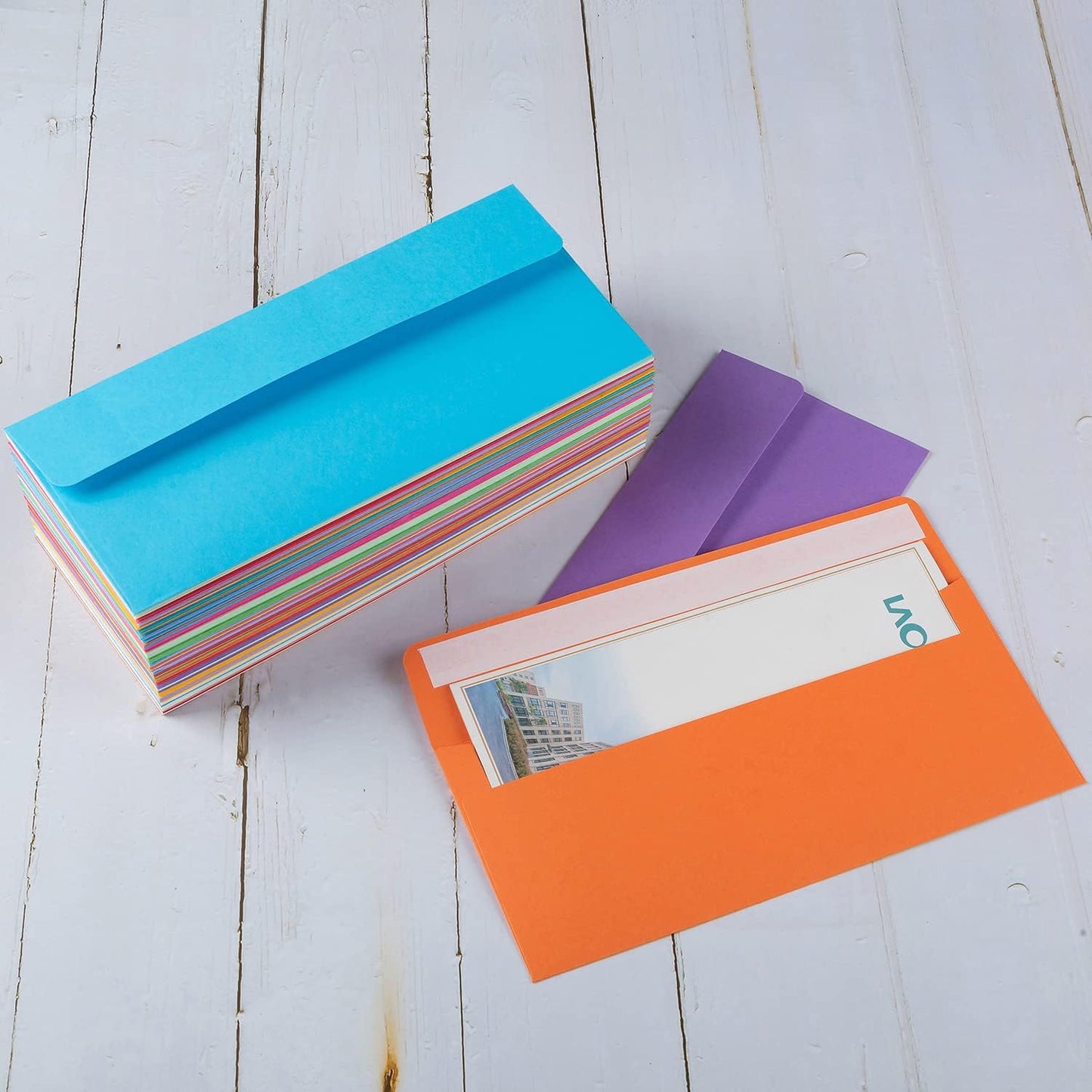 200 Pack Colorful #10 Business Envelopes Self Seal Standard Envelopes for Office Checks, Business, Letter Mailing Invoices, 4.13 x 9.49 Inches (200)