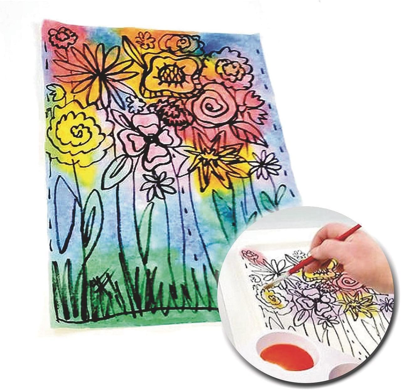 S&S Worldwide Color Splash! Liquid Watercolor Paint, 6 Vivid Colors, 8-oz Flip-Top Bottles, for All Watercolor Painting, Use to Tint Slime, Clay, Glue, Shaving Cream, Non-Toxic. Pack of 6.