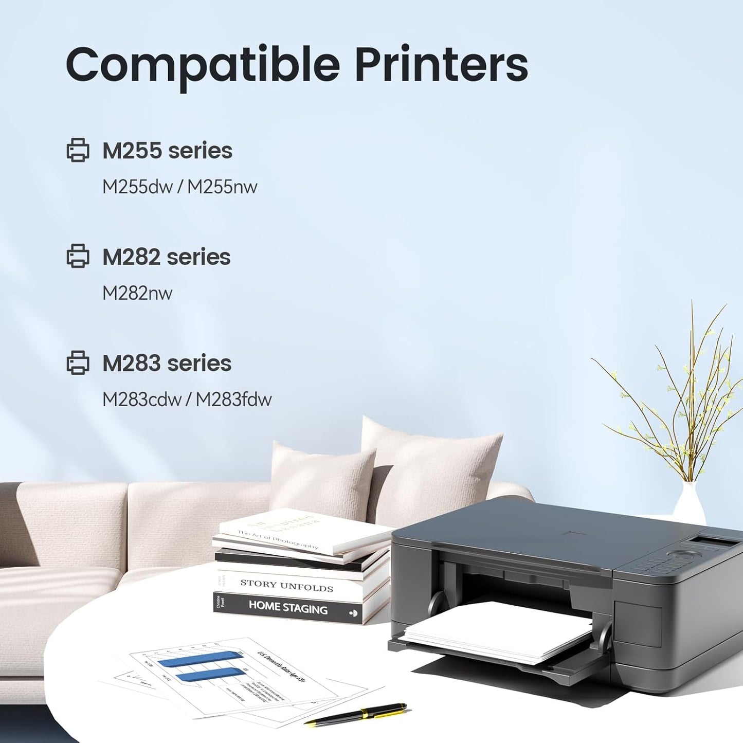 XJI 206A 2 Pack Black (with Latest Chip & Upgrade Device) Compatible Toner Cartridges Replacement for HP 206 A X W2110A 206X, for Pro M255 M255dw M255nw MFP M282nw M283 M283cdw M283fdw Printer