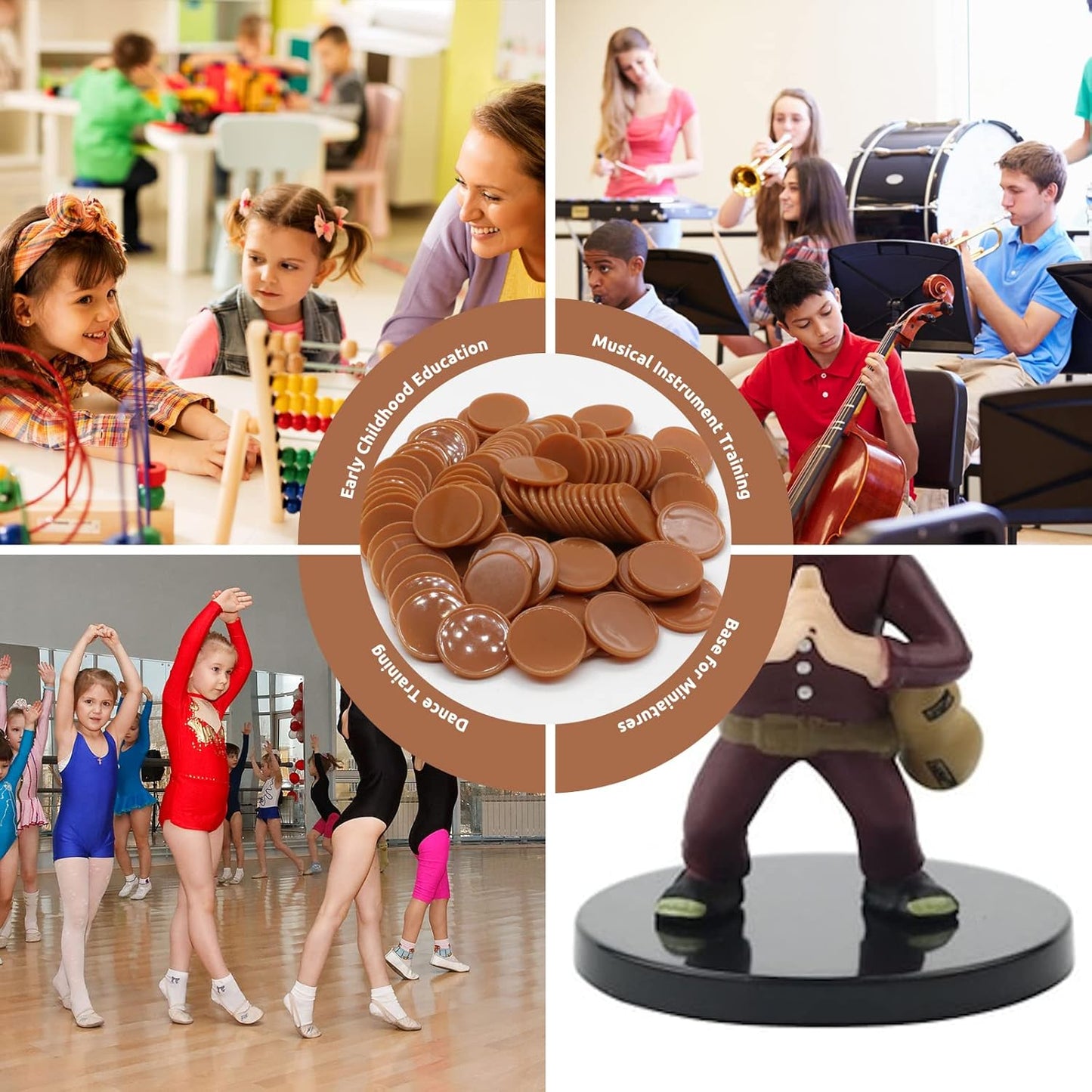 Set of 100 Opaque Plastic Learning Counters Mini Poker Chips Game Tokens with Storage Box (Chocolate, 1 Inch)