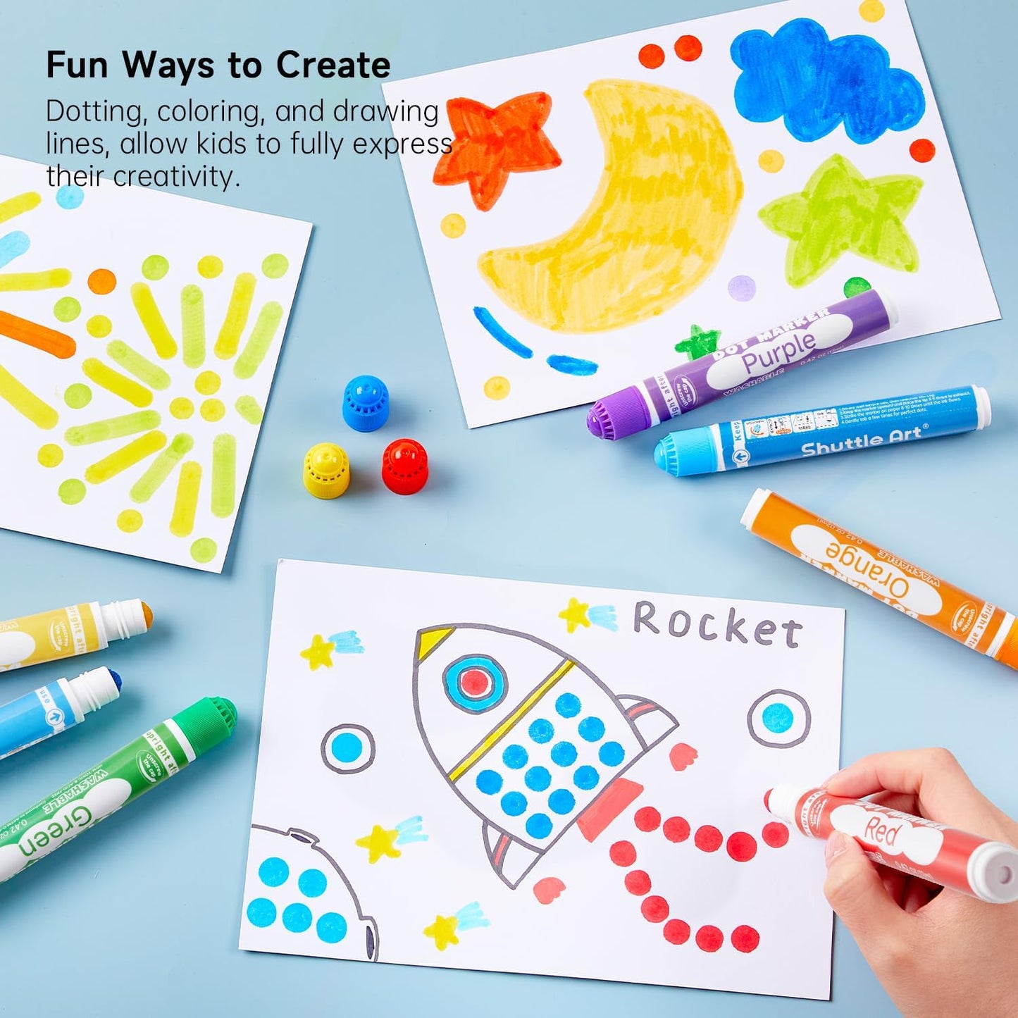Shuttle Art Dot Markers, 15 Colors Washable Dot Markers for Toddlers,Bingo Daubers Supplies for Kids Preschool Children, Non Toxic Water-Based Bingo Daubers