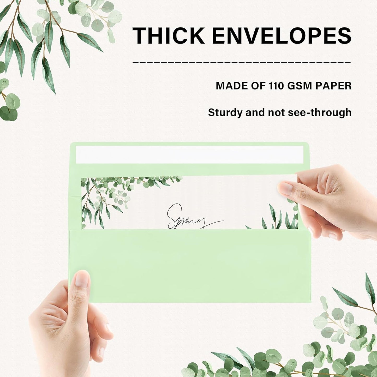 100 Pack #10 Business Envelopes, Self Seal Standard Light Green Envelopes for Secure Business & Legal Mailing, Office, Checks, Letter, Invoices, 4 1/8 x 9 1/2 Inches
