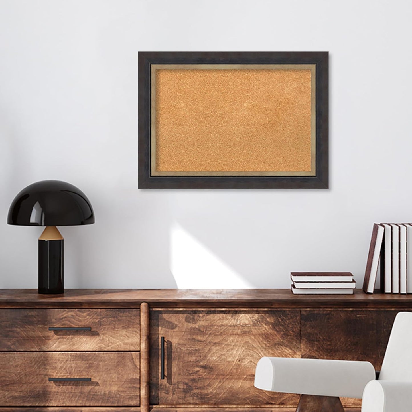 Amanti Art Natural Cork Board for Wall, 21x29 Vision Board with Black Wood Frame, Medium Corkboard Office Decor for Home Organization, Casual Corkboard Pinboard to Display Items for Home Organization
