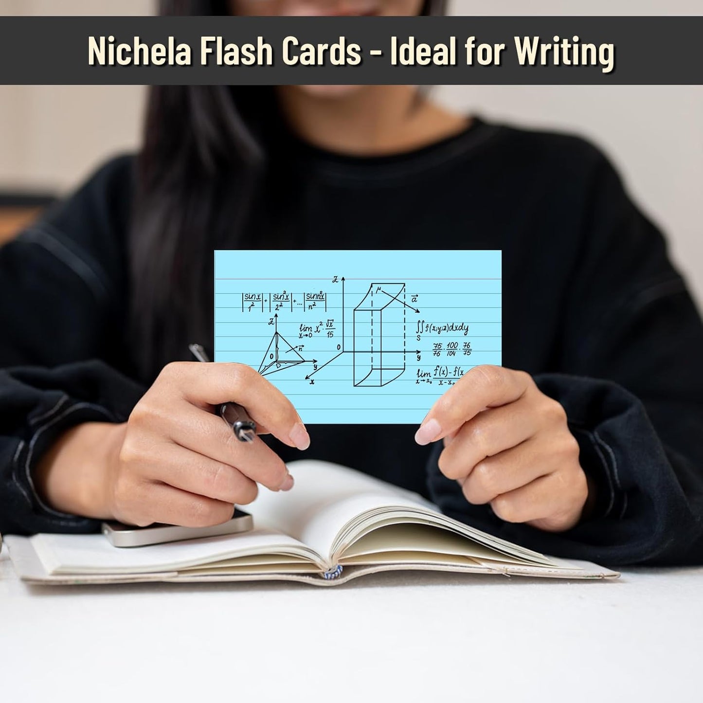 300 Count Index Cards 3 x 5 Inch Ruled Blue Index Cards, Flash Cards College Ruled for School, College, Office and Home Organization, Durable Study To Do List Note Cards with Ruled Lines