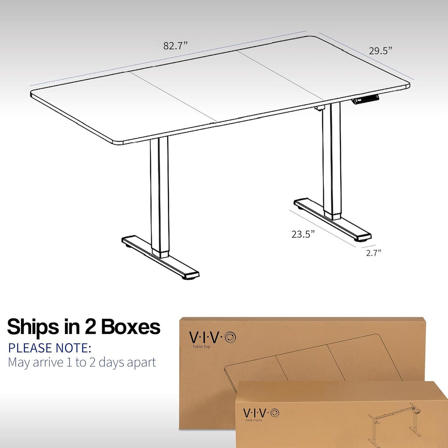 VIVO Large Electric 83 x 30 in Standing Desk, Memory Height Adjustment, 1B Series, Black Top White Frame, DESK-KIT-1W8B