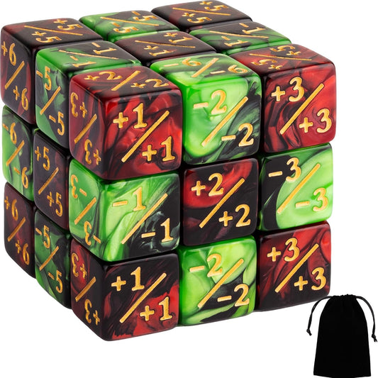 24 Pieces MTG Dice Counter Magic The Gathering Counters +1/+1 Dice Set Loyalty Life Tokens Gifts for Cards Gaming Accessories (Ruby, Emerald)