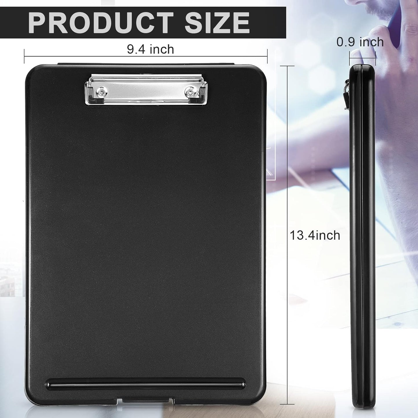 20 Pcs Clipboard with Storage Plastic Nursing Clipboard 9.5 x 13.5 Inch with Low Profile Clip Foldable Clip Board with Storage for Home Office Back to School Supplies