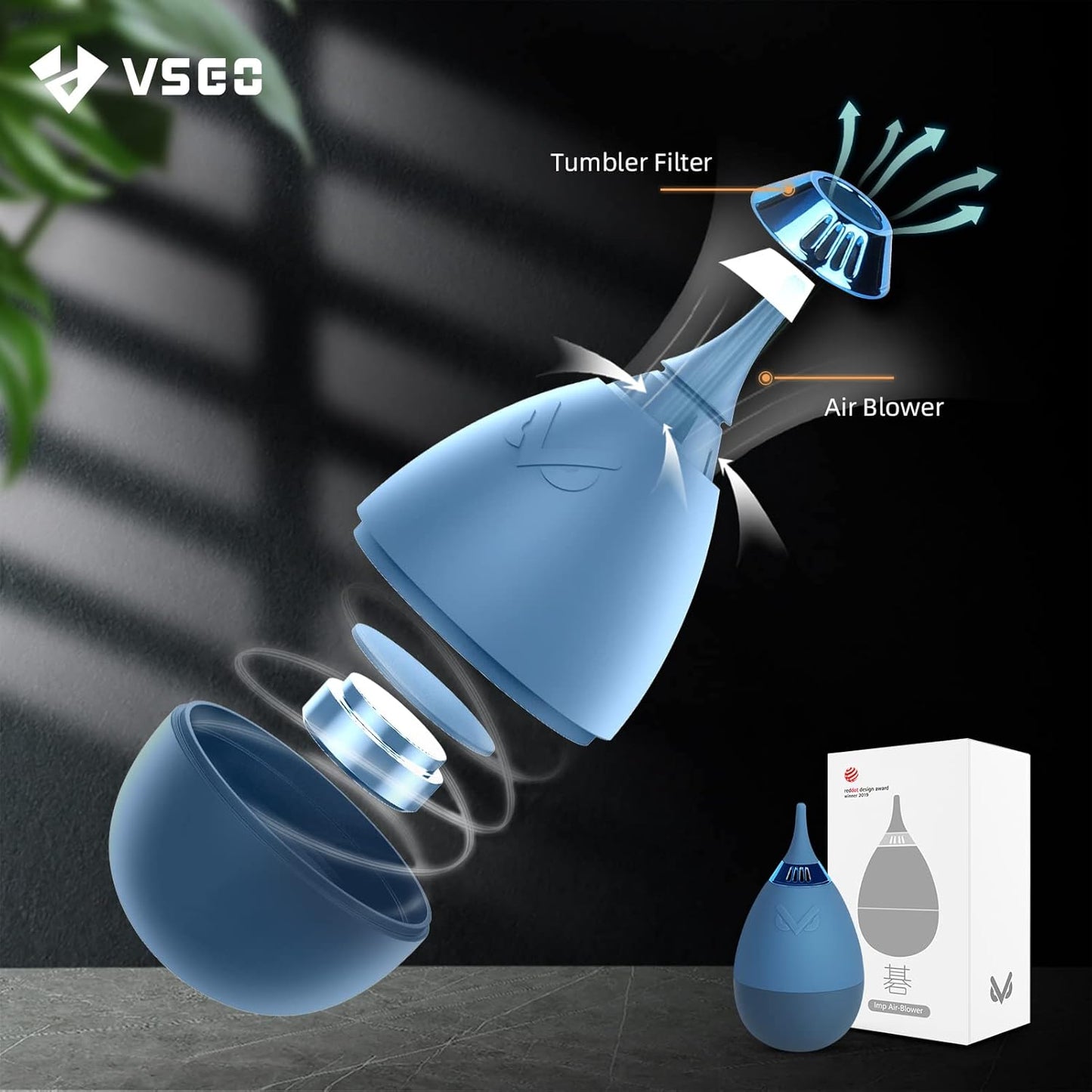 VSGO Camera Air Blower with Filter Compressed Air for for Nikon, Sony, Canon Lens and Sensor Cleaning, Tumbler Design Blue (V-B012E)