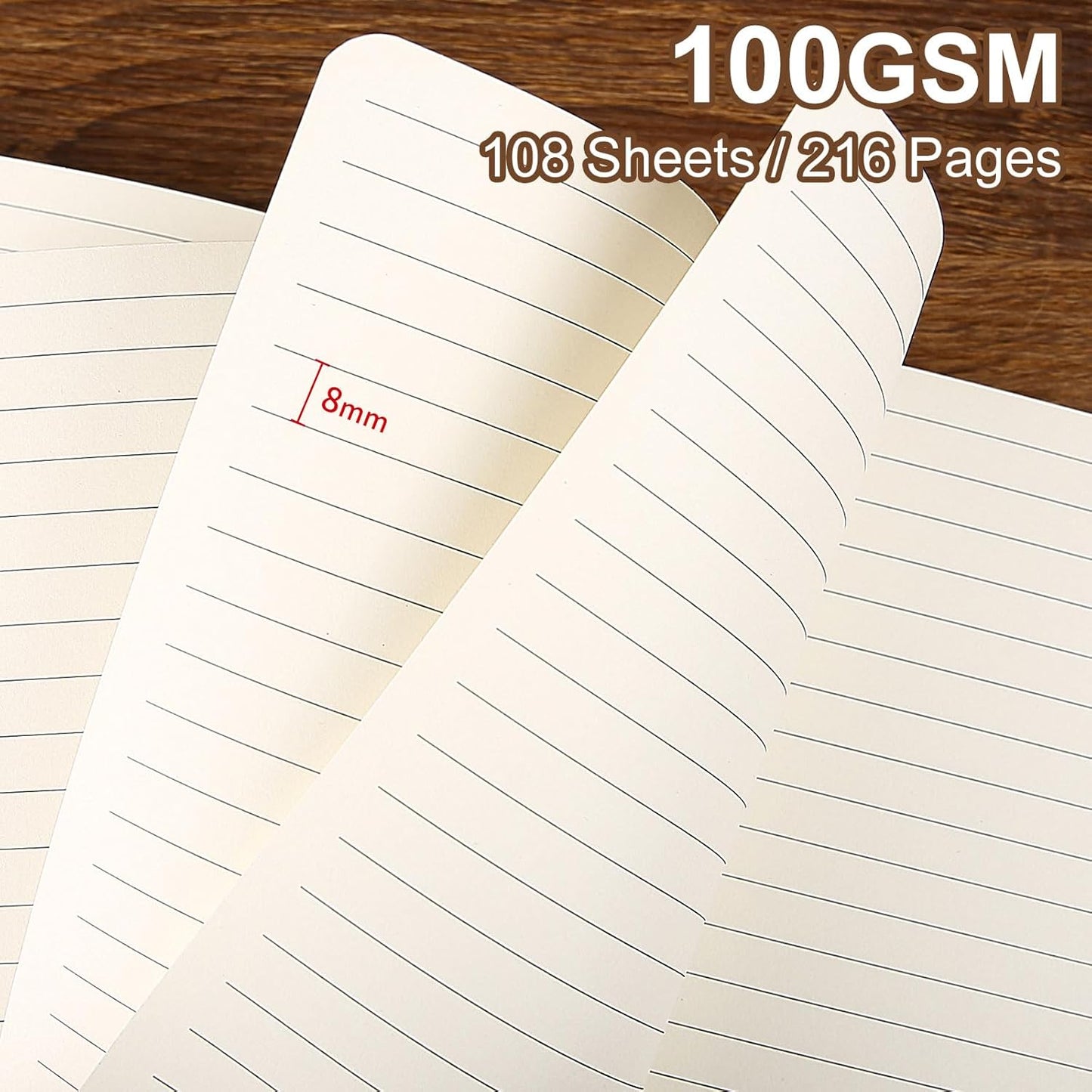 Lined Journal Notebook for Work College Ruled Note Book 5.79"x8.27" A5 PU Leather Daily Journaling 216 Pages for Women Men Writing Home School Supplies Business (A5 Lined 216pages, 08-Red)