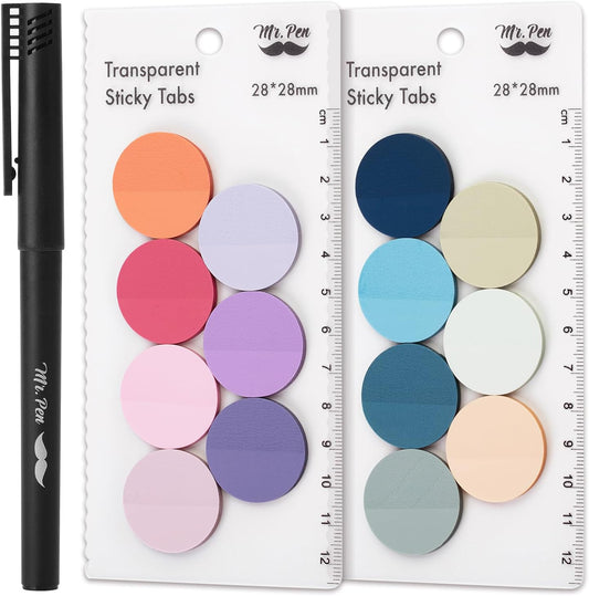 Mr. Pen- Transparent Sticky Notes, 560 Pcs, Pastel Colors, Round Translucent Sticky Notes