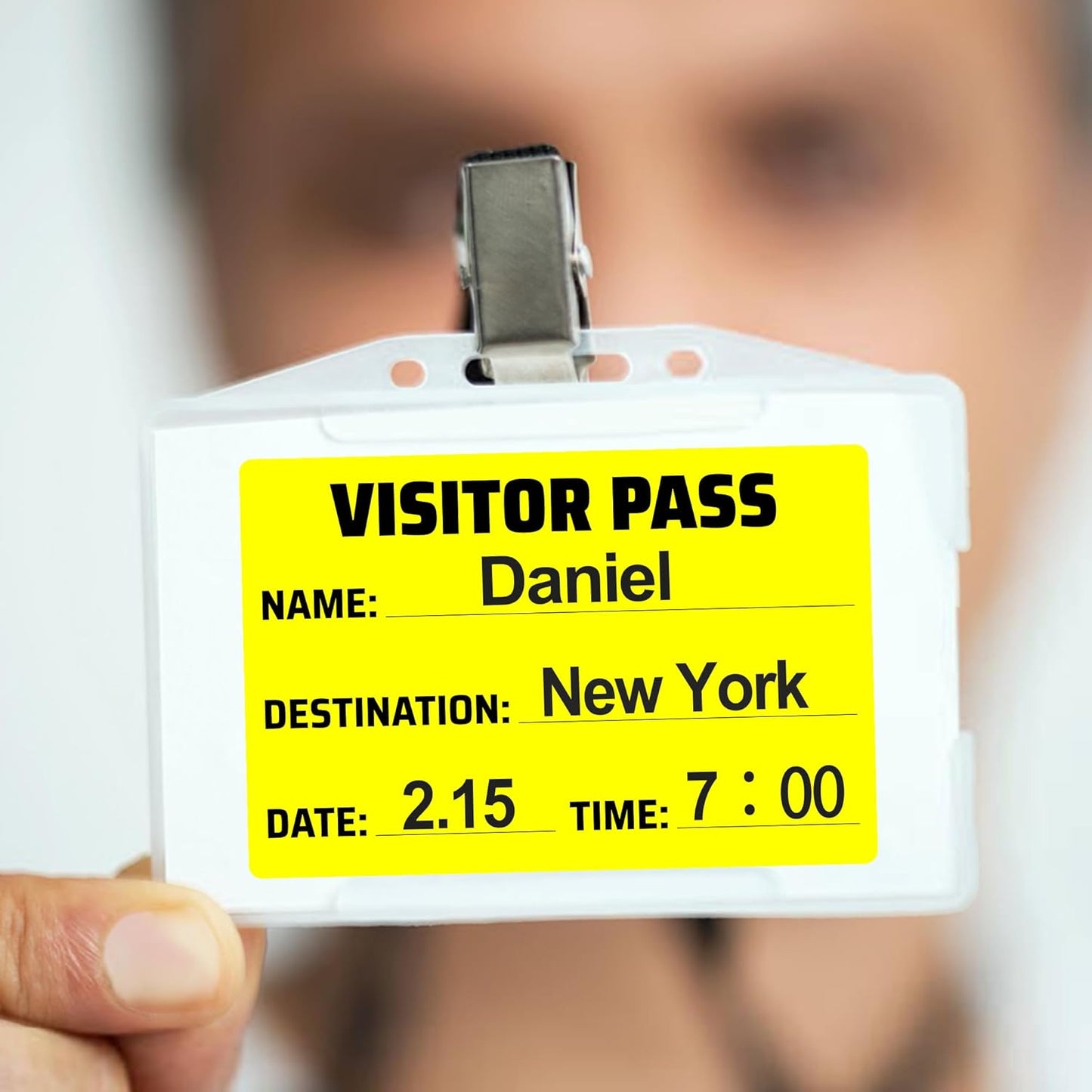 Visitor Pass Stickers – 300 Writable Name Tag Labels, 2 x 3 Inch, Self-Adhesive Identification Badges for Office, School, Events (300Pcs-Fluorescent Yellow)