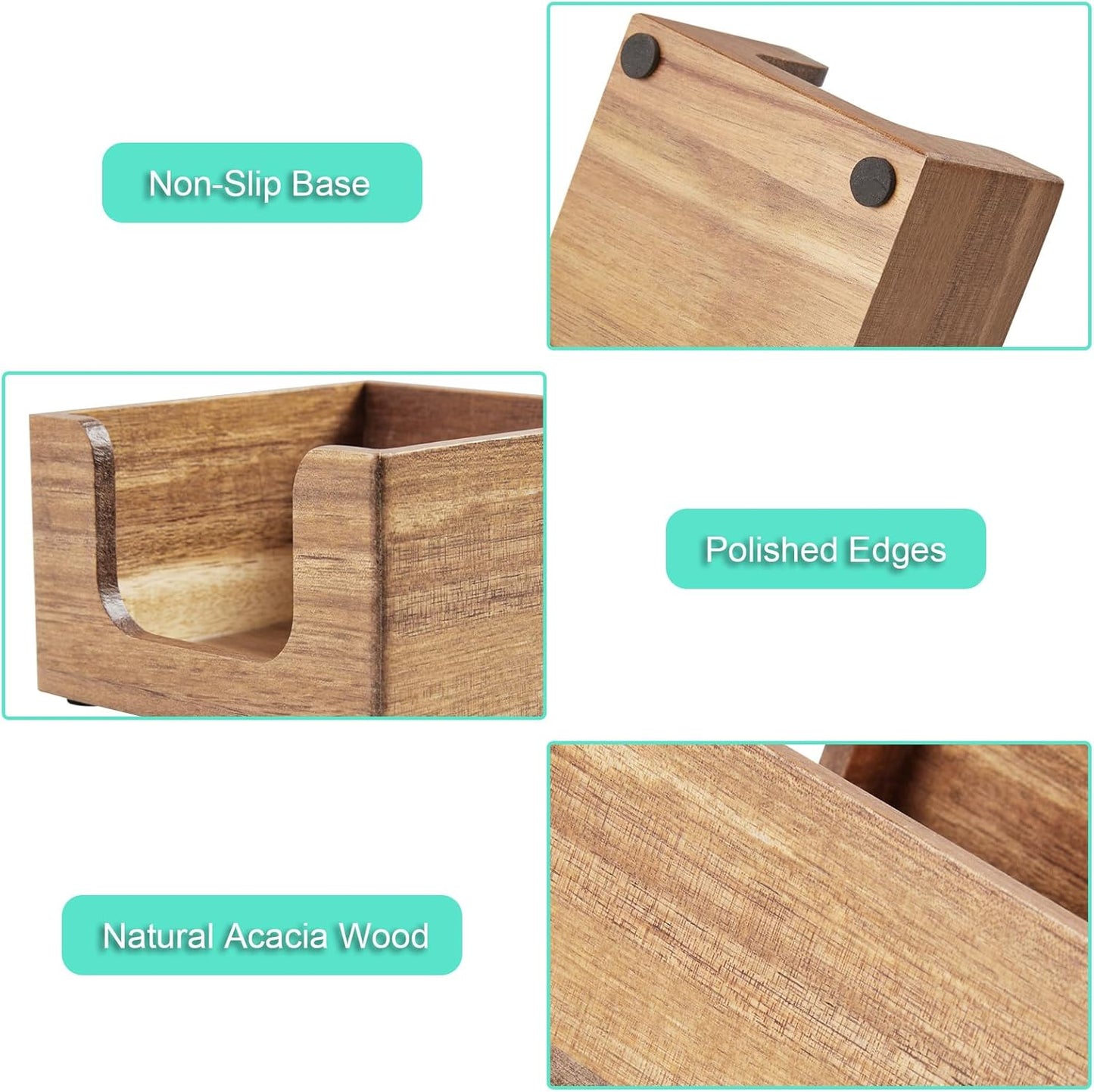 Acacia Wood Sticky Note Holder, Post It Note Dispenser for Office Desk Accessories, Self Stick Note Pad Holder, Memo Pad Holder Dispenser Organizer for School Office Desk Supplies