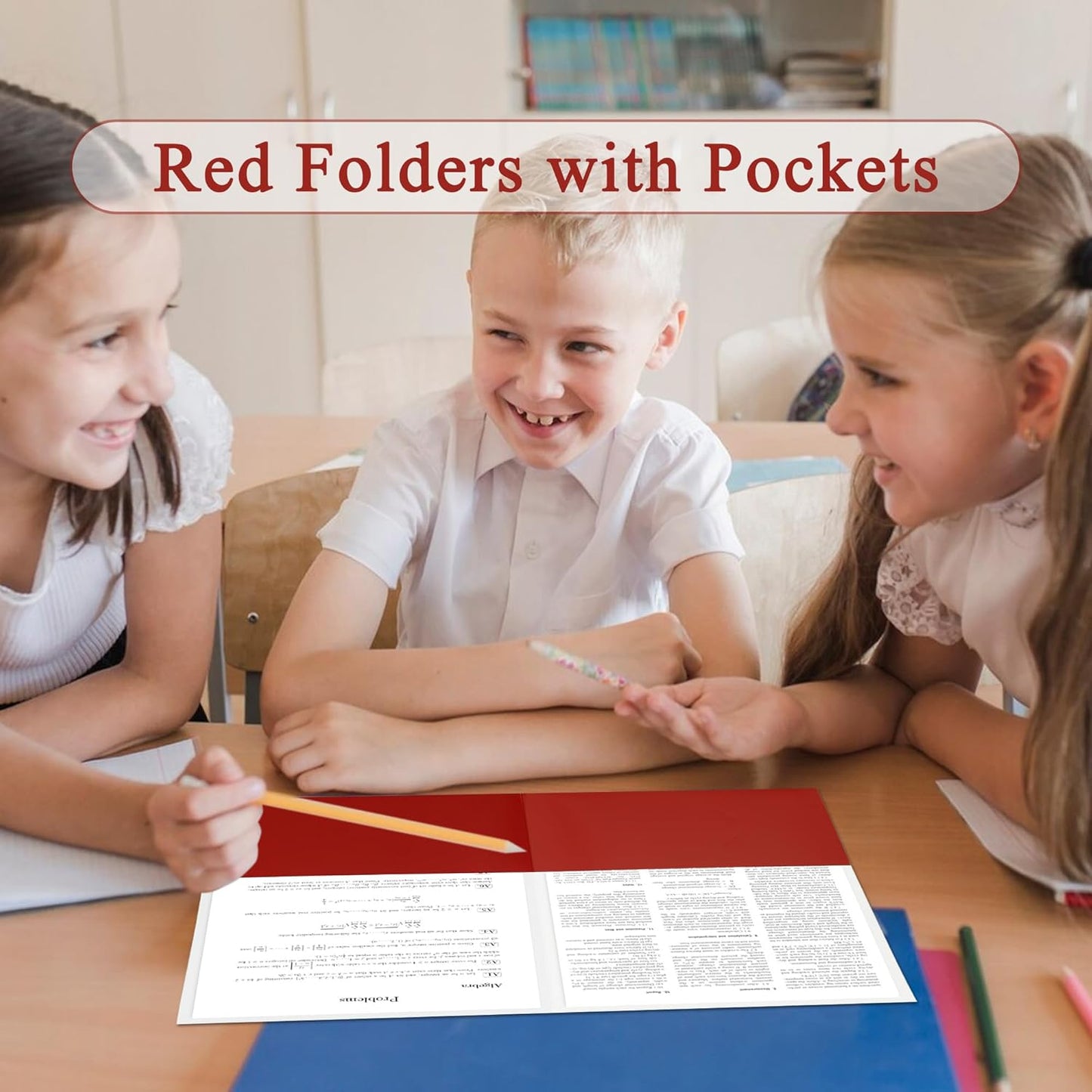 Zzrywuty 50 Packs Paper Folders with Pockets for Students,Businessmen and Office Workers,Letter Size,Two Pocket Folders with Card Slot for Office,Business, School Supplies (Red)