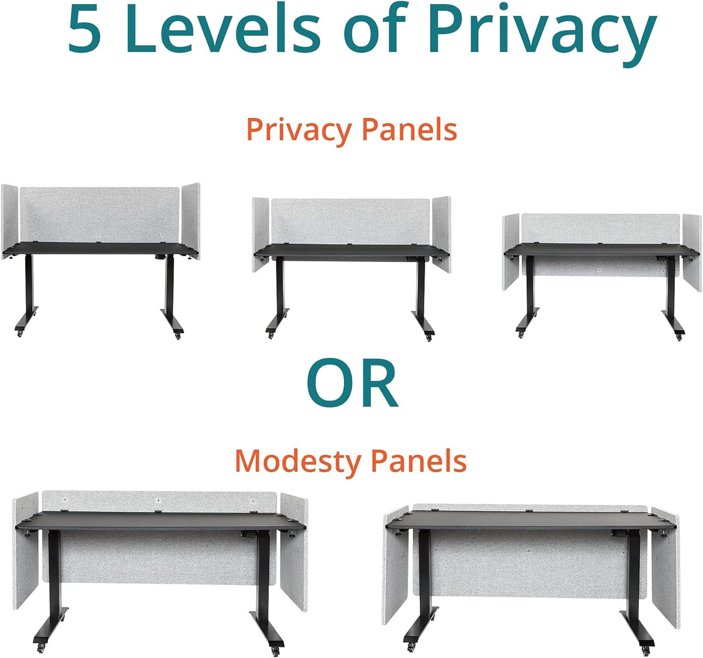Stand Up Desk Store ReFocus Clamp-on Acoustic Desk Divider Privacy Panel That Reduces Noise and Visual Distractions (Cool Gray, 47.25" X 23.6")