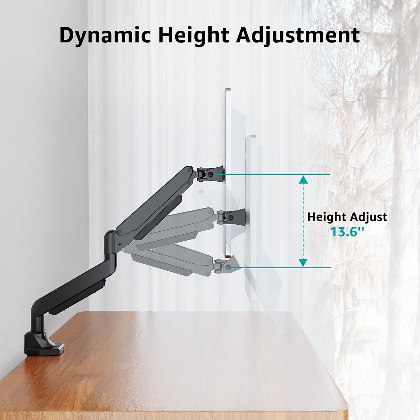 MOUNT PRO Single Monitor Mount for Max 43 Inch Ultrawide Computer Screen, Premium Aluminum Heavy Duty Monitor Arm Holds 6.6lbs to 33lbs, Gas Spring Full Motion Display Desk Stand, VESA Mount