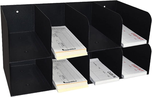 BankSupplies Check Sorter Organizer - 8 Pocket, 2-Tier Design - 4 Over 4-3 ¾” H x 16" W x 8" D - Scratch & Chip-Resistant Finish - Steel Construction - Pre-Drilled Holes - Document Organizer