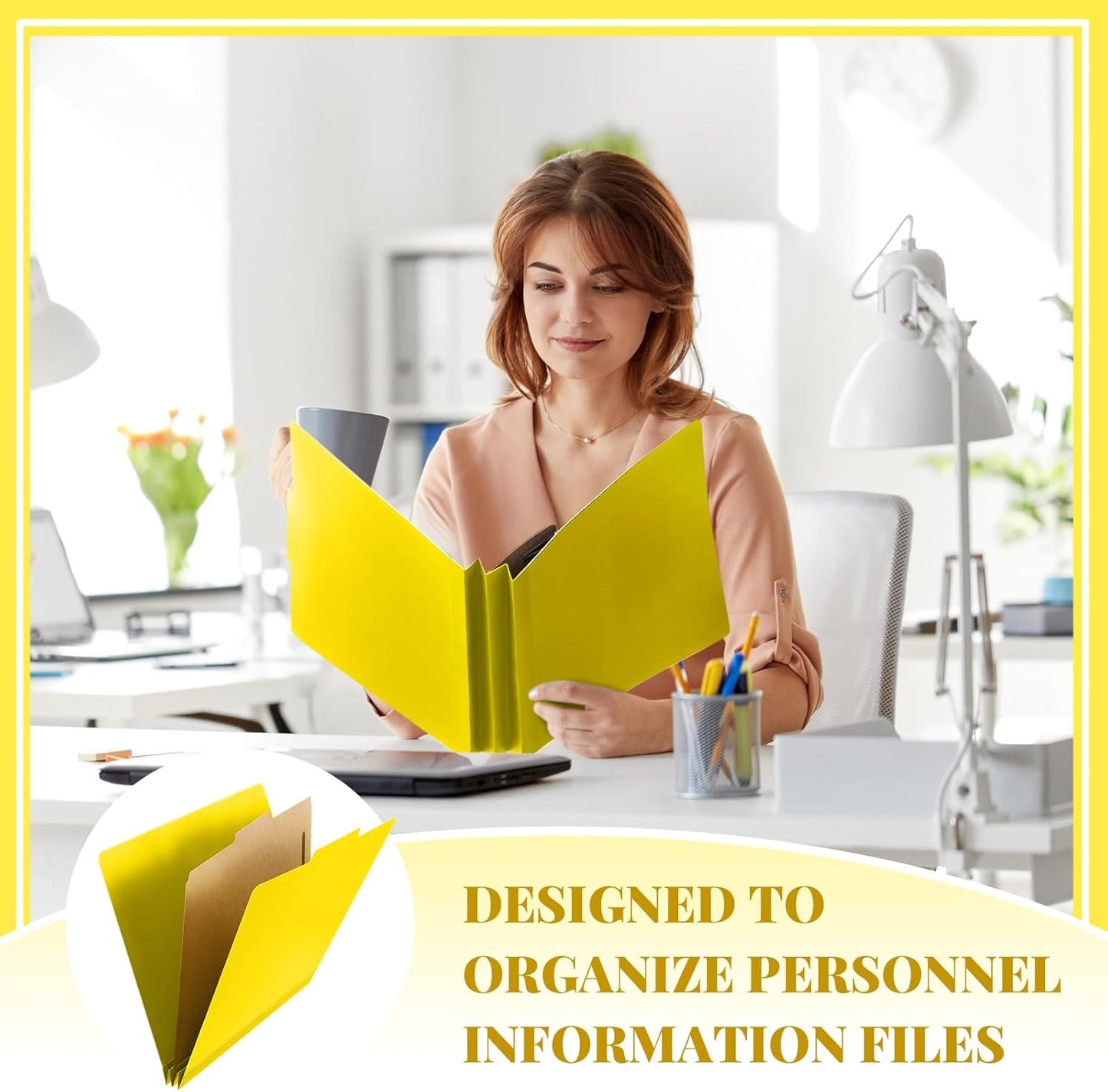 48 Pcs Classification Folders Letter Size, 1 Divider Pressboard File Folder with Fasteners, Expanding File Organizer Bulk for Teachers, Clergy, Office, Church, Christmas Donations (Yellow)