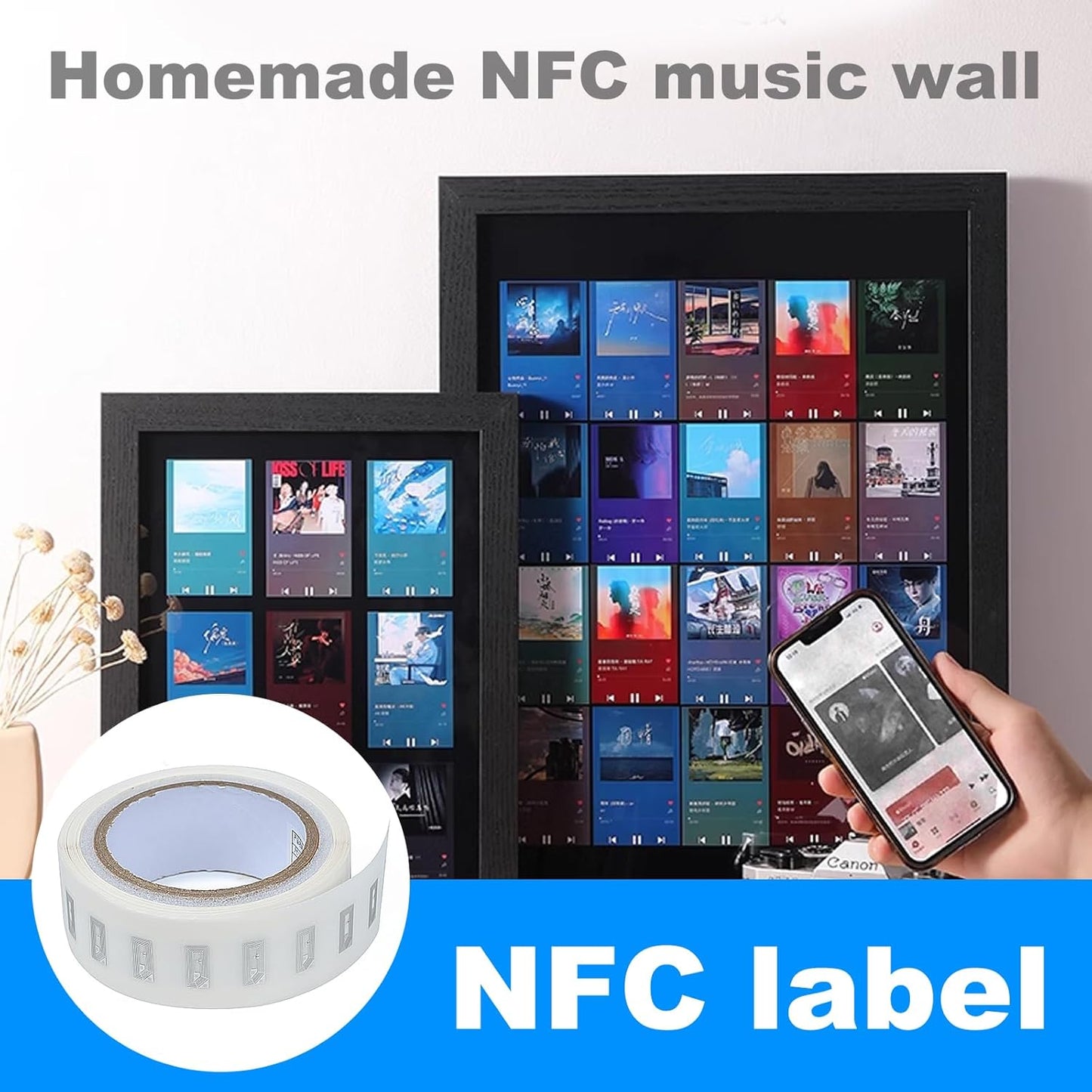 500 PCS NFC Tags Sticker with NTAG213 Chip Blank NFC Stickers Adhesive Labels RFID Tags Rewritable 137 Bytes Memory Compatible with All NFC-Enabled Smartphones and Devices, 10 x 20MM, Clear