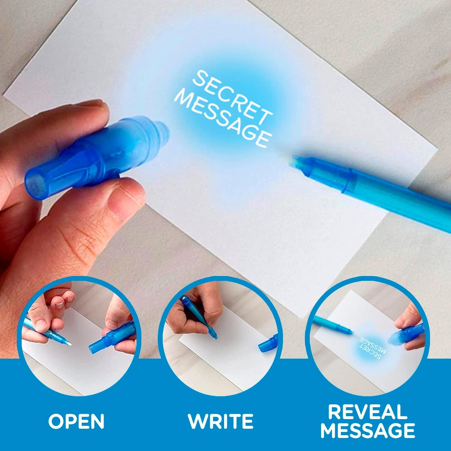 Personalized Invisible Disappearing Ink Pen Marker Pack, Custom Secret Spy Message Writer with UV Light, Fun for Kids Party Favors Gifts and Stock Stuffers, 24 Pack, Yellow