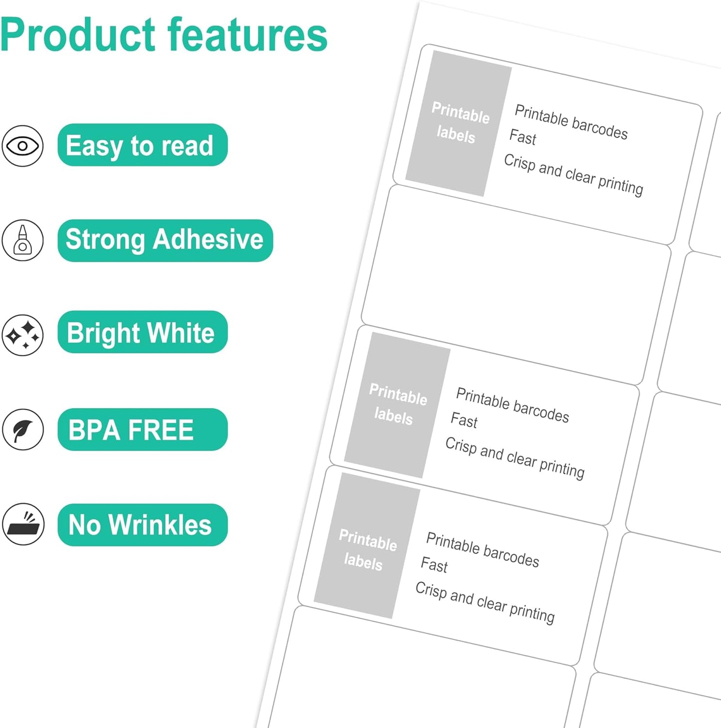 L LIKED 2" x 4" Label Stickers, Printable White 10 per Sheets Total 300 Labels, for Laser/Inkjet Printing - Matte (300 Labels)
