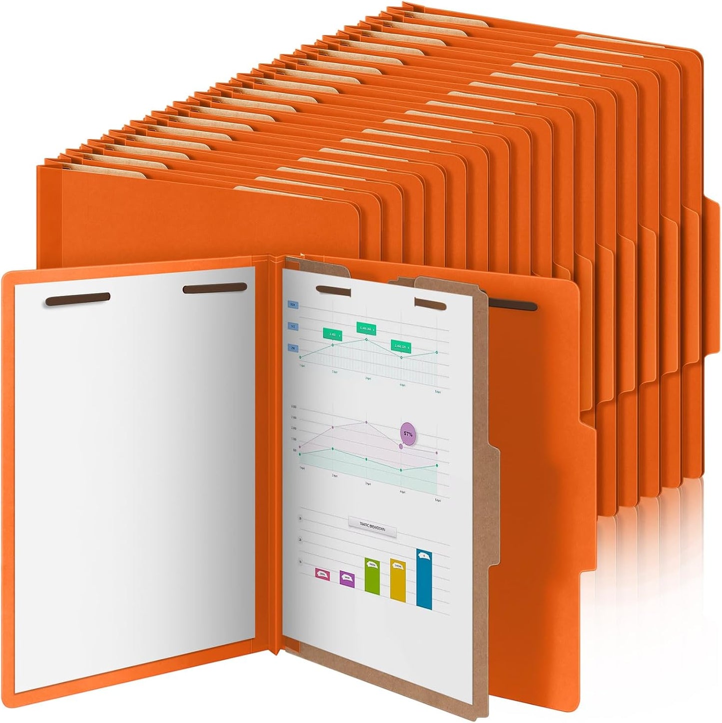 36 Pcs Classification Folders Letter Size, 1 Divider Pressboard File Folder with Fasteners, Expanding File Organizer Bulk for Teachers, Clergy, Office, Church, Christmas Donations (Orange)