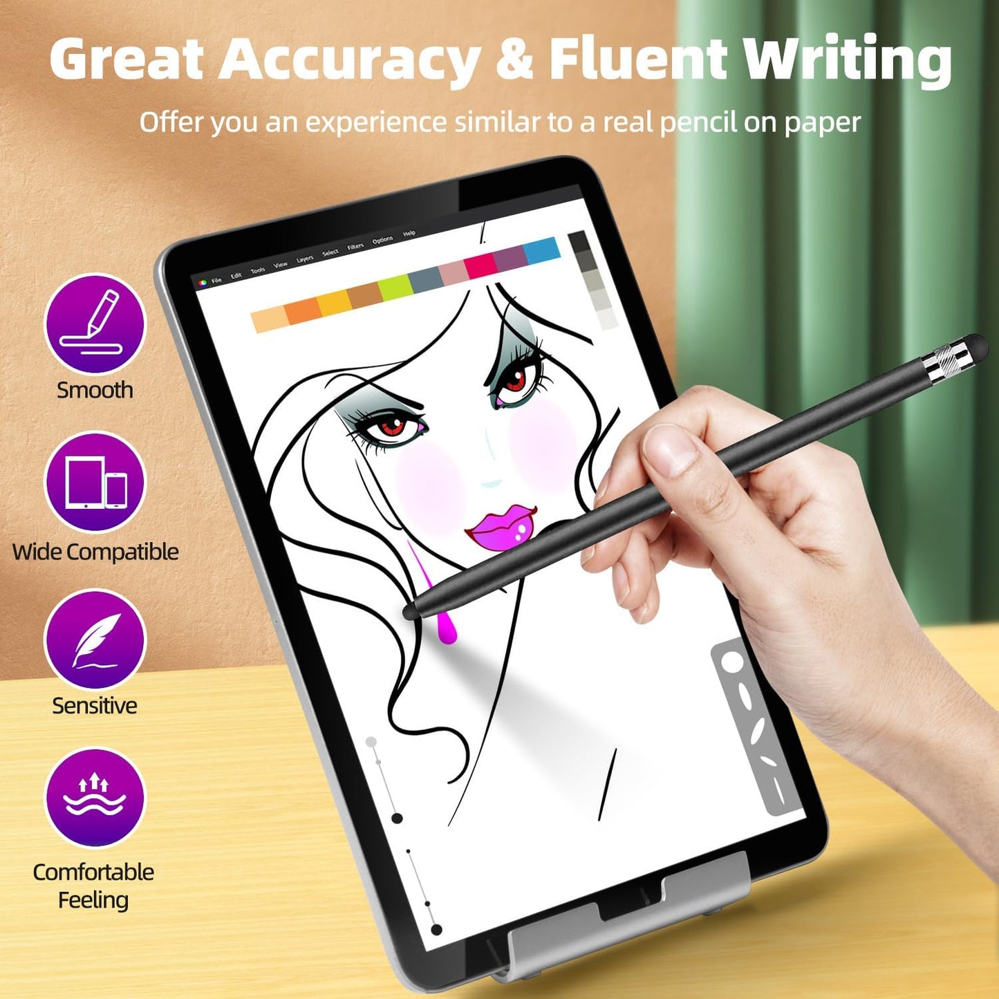 Stylus for Touch Screens (5Pack) Stylus Pens for iPad iPhone Android Chromebook Tablets and More Capacitive Touchscreen Devices High Sensitivity & Precision No Scratches Rubber Tips Stylist