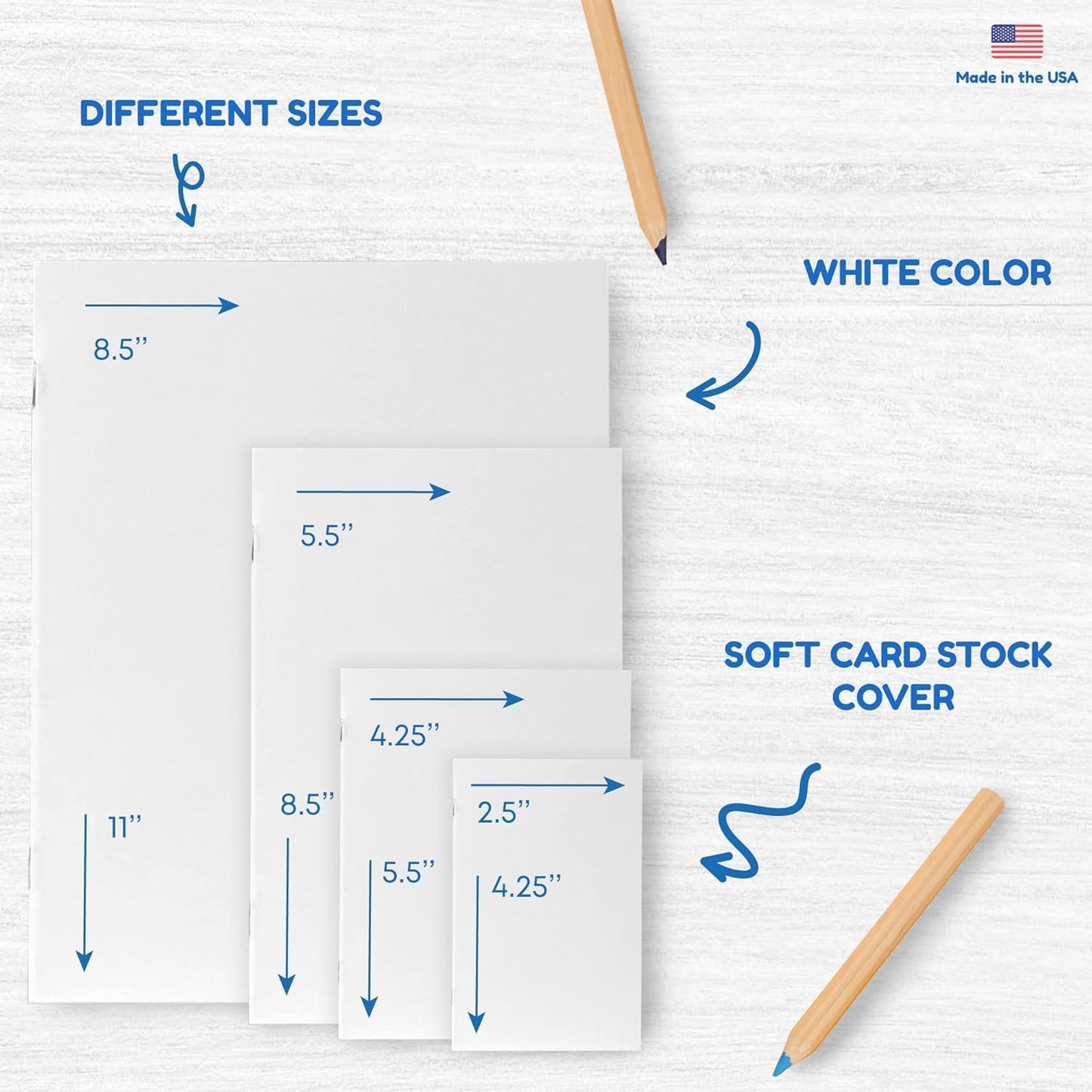 Hygloss Blank Books 8.5 x 11 Inches - 50 Pack – White Color Paperback for Drawing & Writing – Empty Books for Journaling, Sketching or Arts & Craft