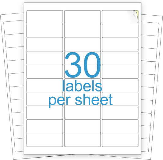 KKBESTPACK 30 Up Shipping Address Labels – 1” x 2-5/8” Self-Adhesive Barcode FNSKU Stickers for Inkjet and Laser Printer (1000 Sheets / 30000 Labels)