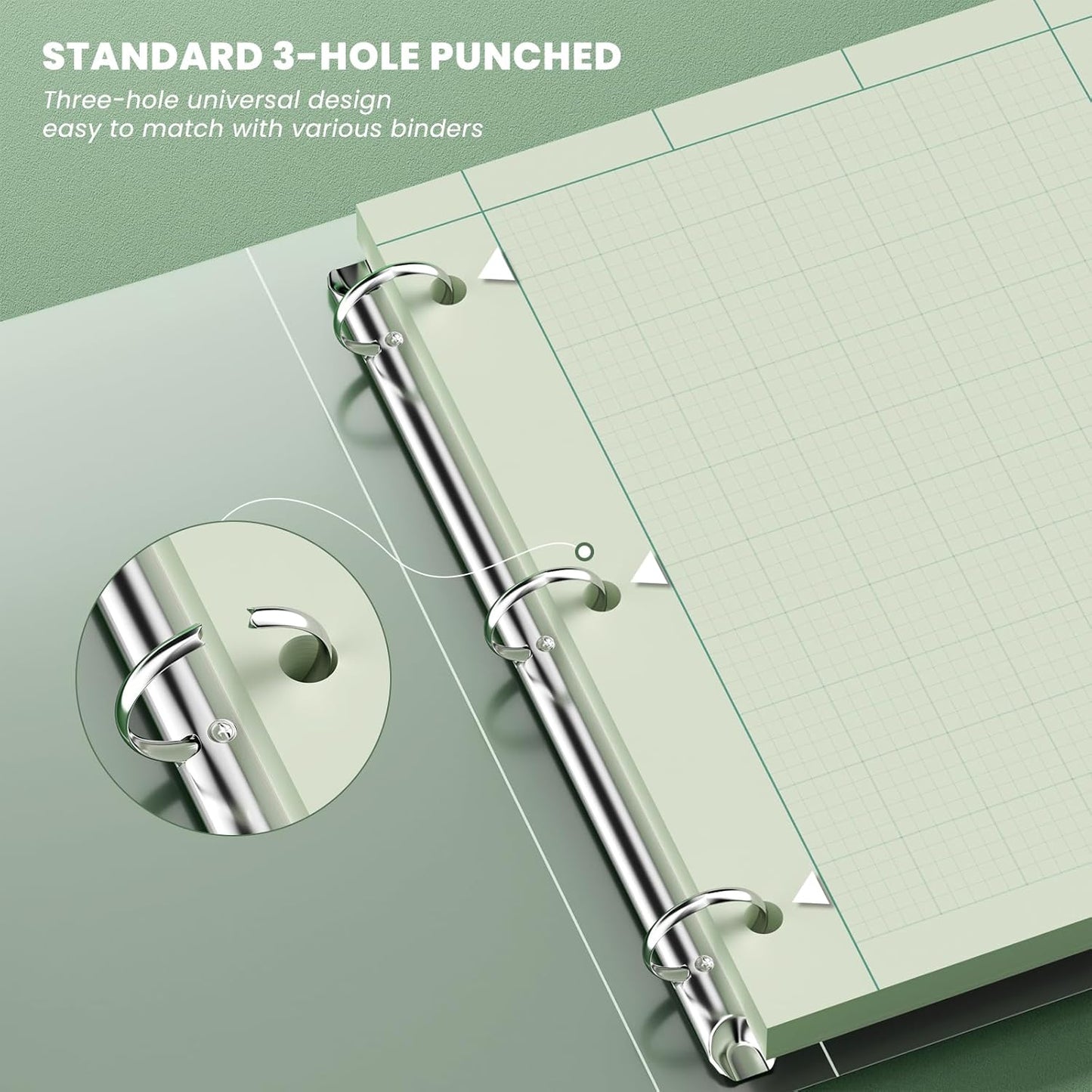 Engineering Computation Pad, 2 Pack Engineering Paper 8.5 x 11, 100 Sheets Per Pad 5x5 Quad Ruled, Top Glue Binding Engineering Notebook 8.5 x 11, 3-Hole Punched Grid Paper